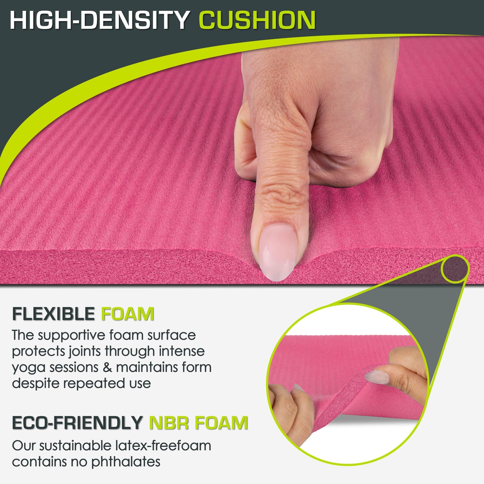 Extra Thick Yoga Knee Pad Elbow Cushion 15mm 5/8 Fits Standard Mats Pilates