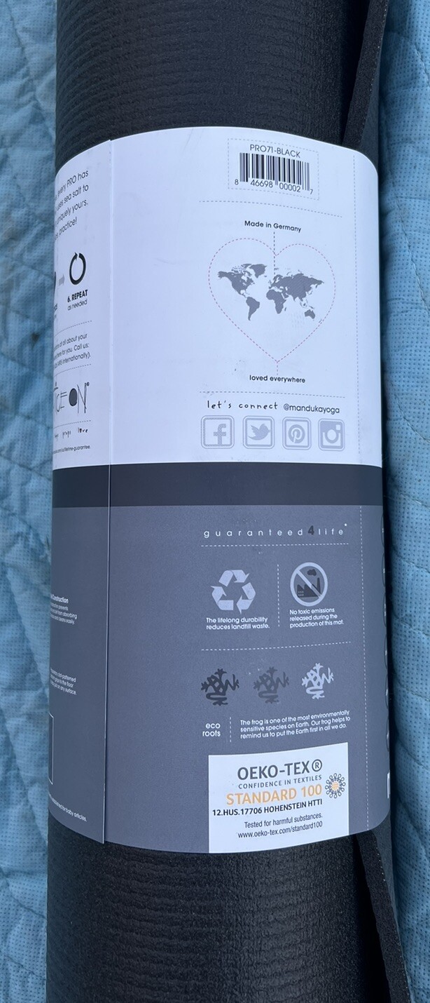 Manduka Pro Yoga Mat Black 6mm Thick 71&Prime; Long PRO71-BLACK NEW