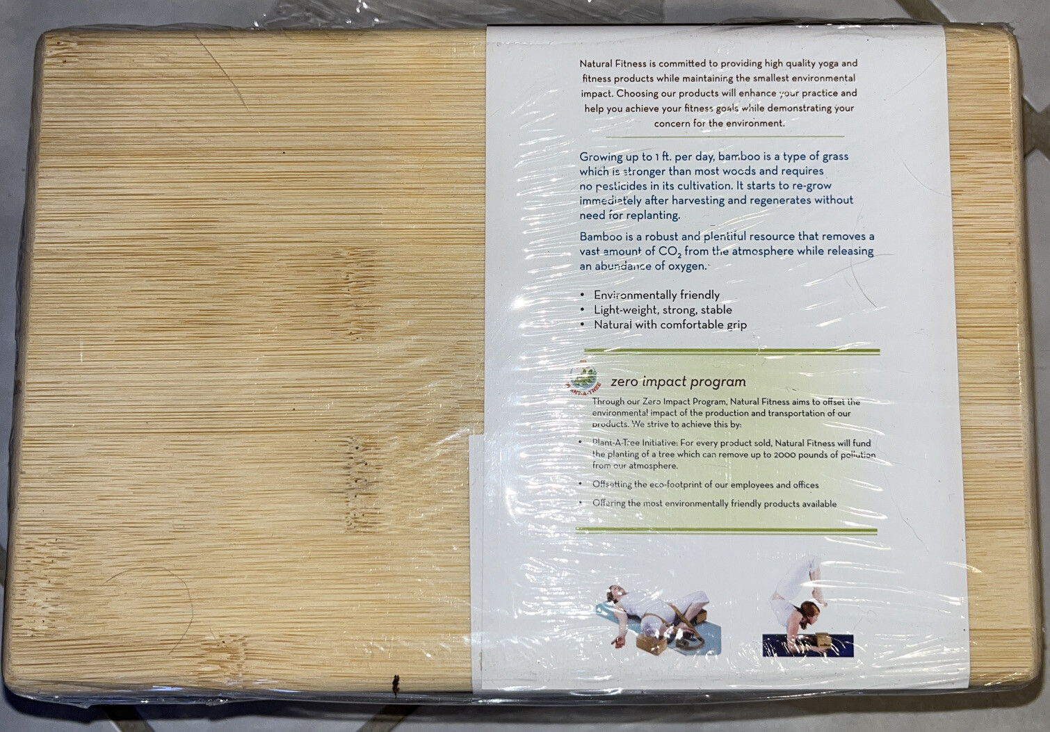 New Natural Fitness Bamboo Yoga Block 6” X 9” X 4”