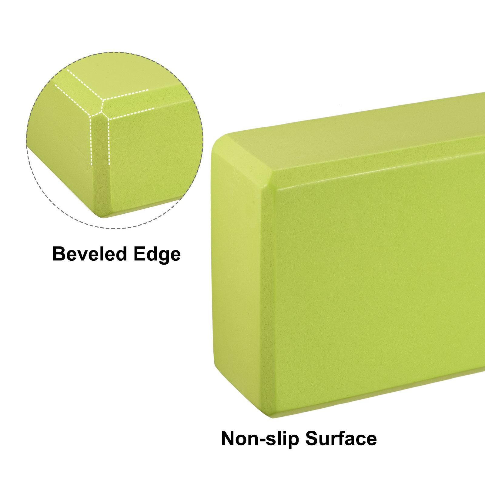 Yoga Block 9&Prime; x 6&Prime; x 3&Prime; Lightweight High Density EVA Foam Brick, Green 2pcs