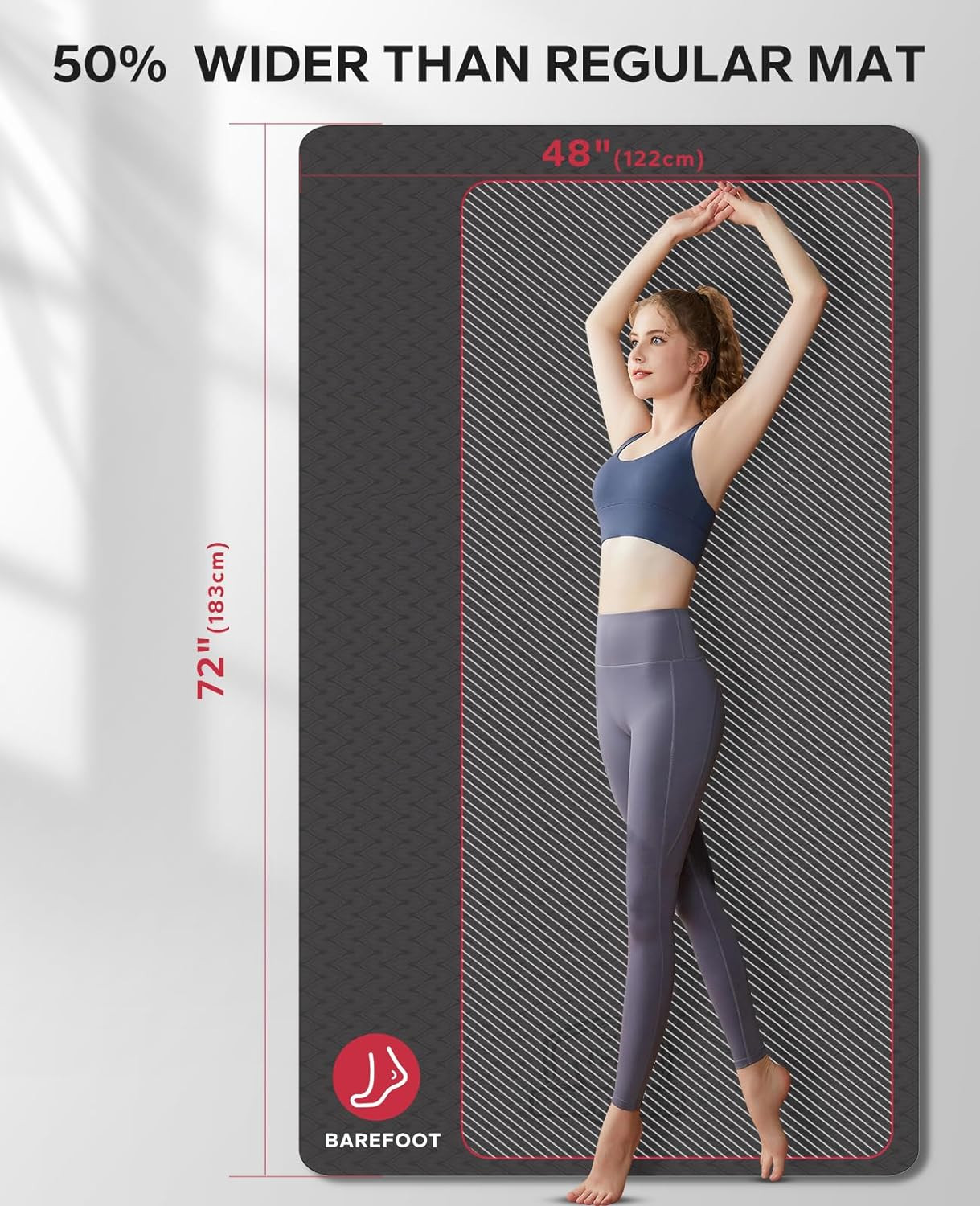 Extra Large Yoga Mat – 72&Prime;X48&Prime;X6Mm (1/4 Inch), Non-Slip, Durable, Thick Wide Exe
