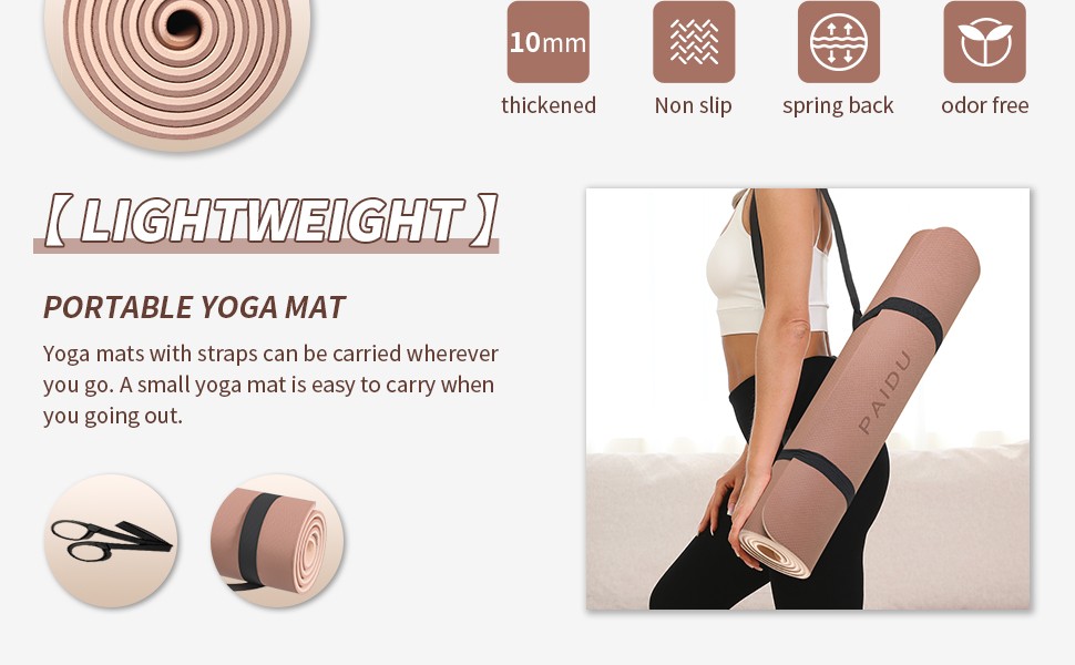 Yoga Mat Non Slip Anti-tear,extra thick-2/5 inch（10MM）High Resiliency