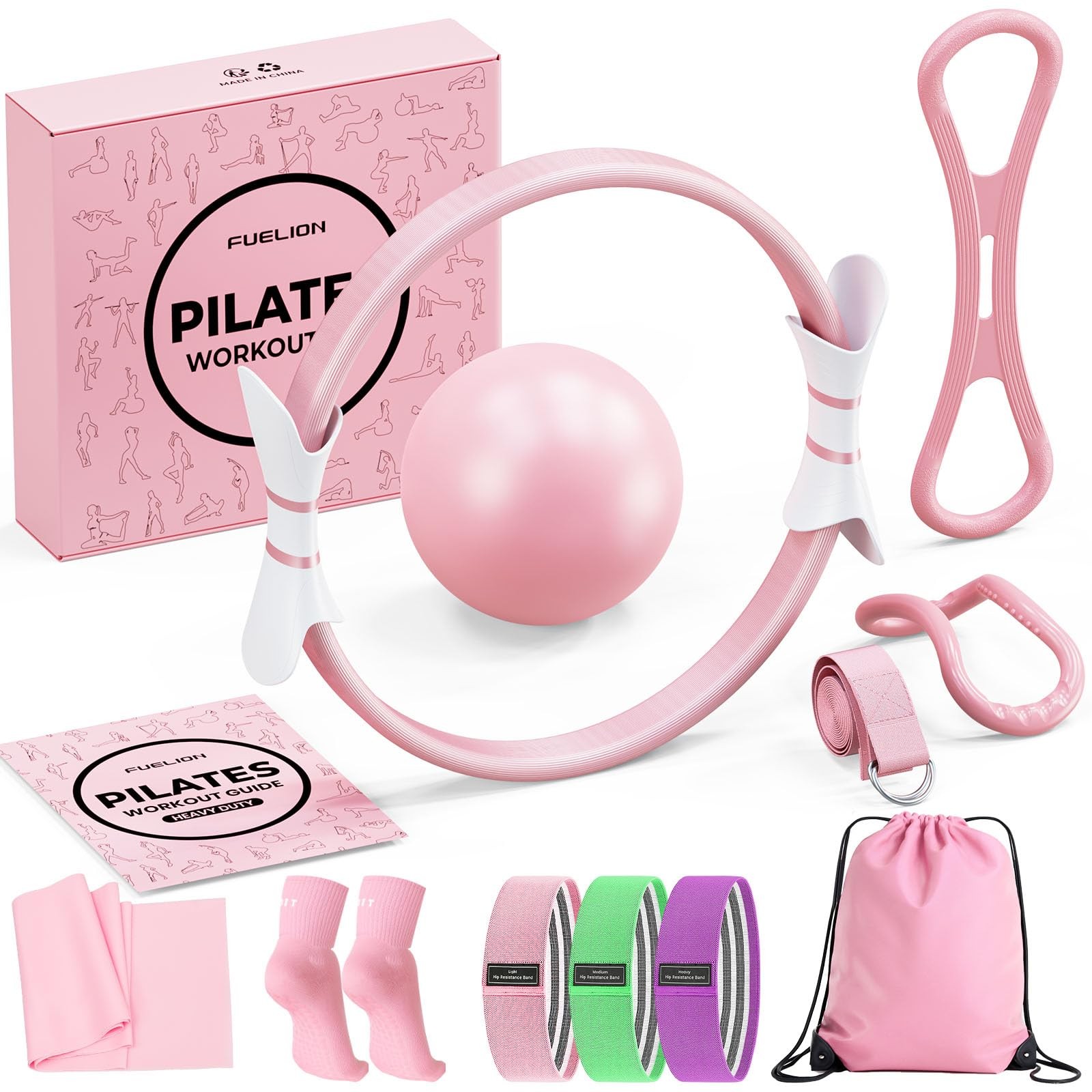 Pilates Ring Set for Women, Home Workout Pilates Equipment with Resistance Ba…