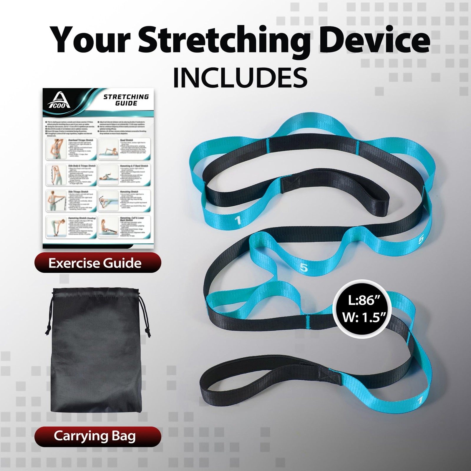 Stretching Strap with Loops for Physical Therapy,Yoga Strap for Stretching,Home