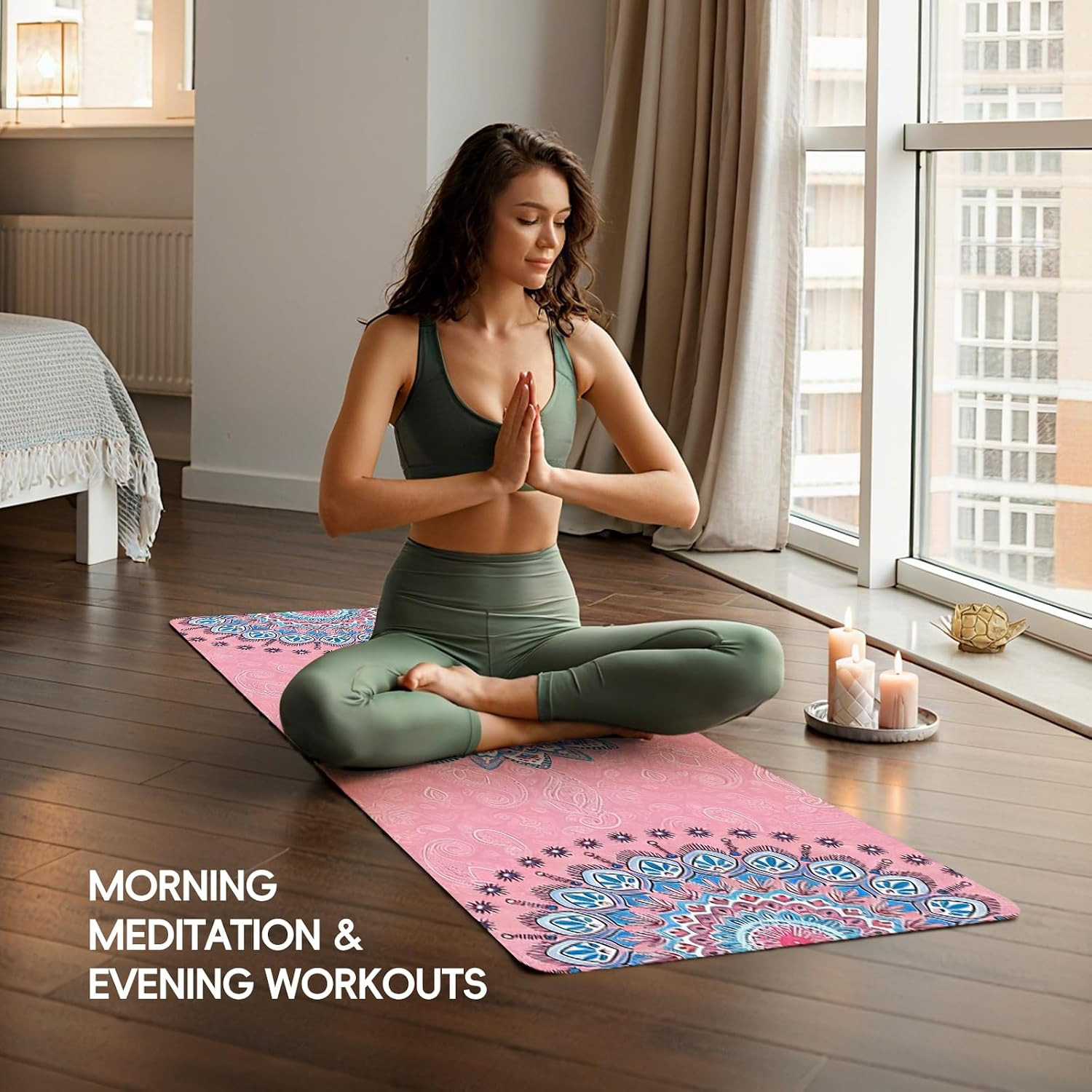 Extra Long TPE Yoga Mat 27×72 Inch, 5mm Thick, Non-Slip for Home Workout