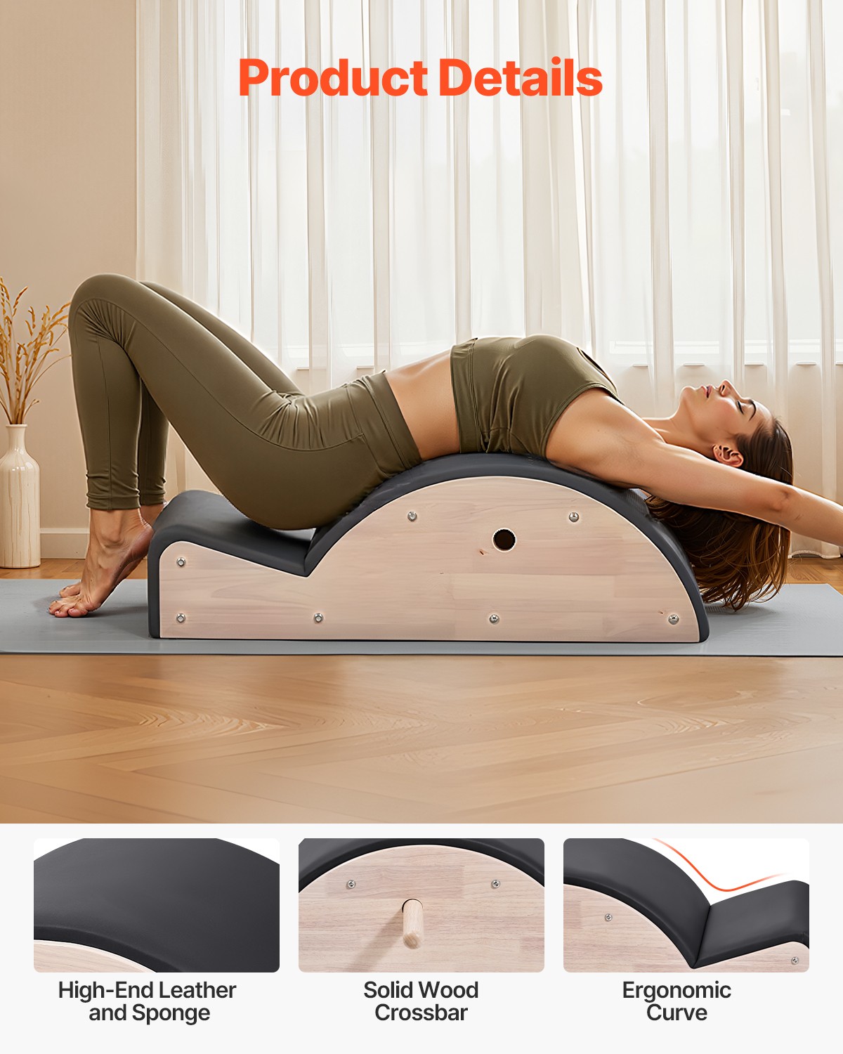 VEVOR Pilates Spine Corrector Fitness Pilates Accessory Spine Exercise Rubber