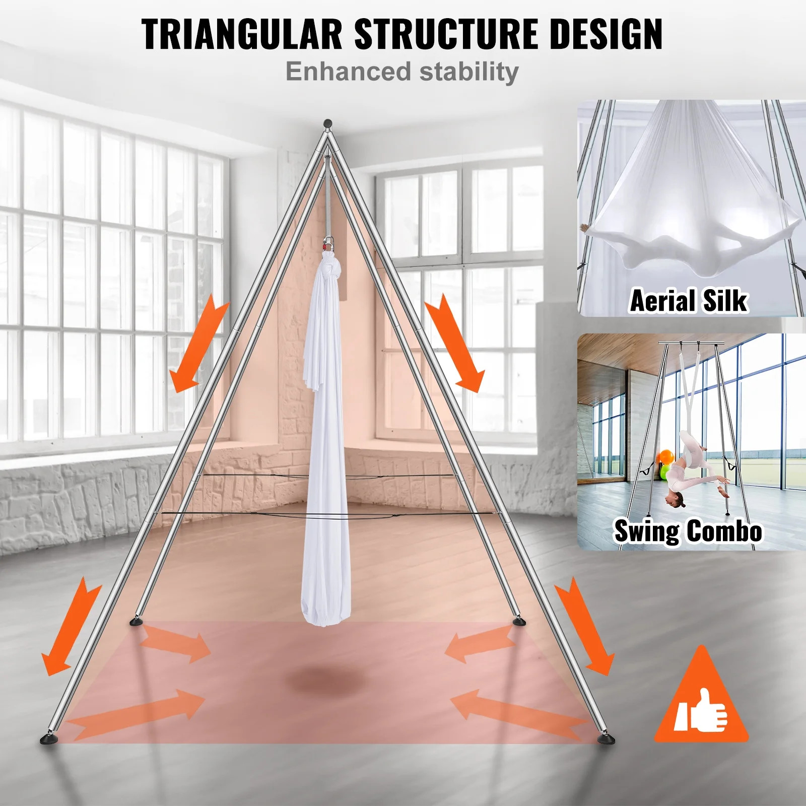 Yoga Swing Stand Hammock Aerial Silk Kit Load Yoga Frame White