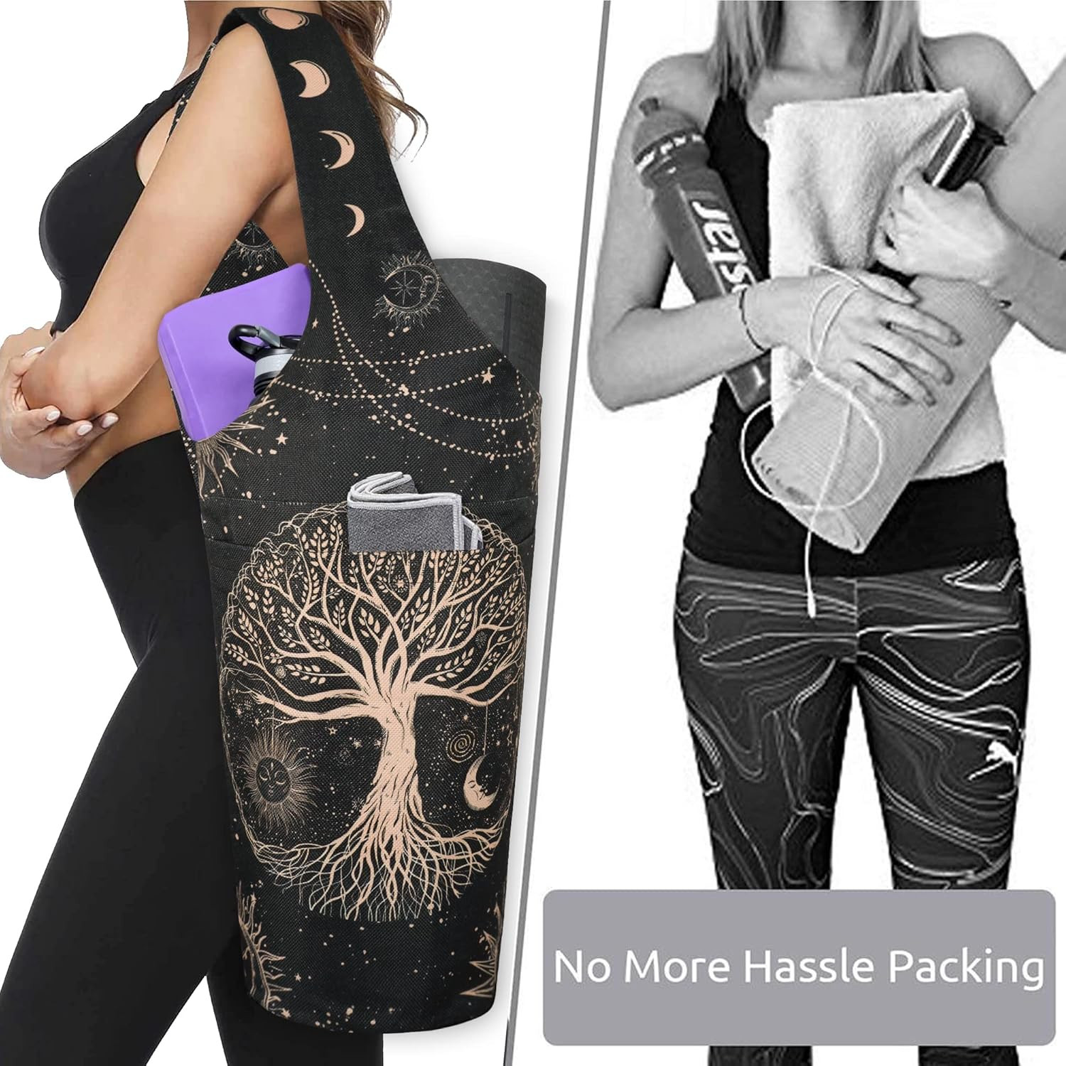 Yoga Mat Bag – Long Tote with Pockets – Holds More Yoga Accessories – Yoga Ba…
