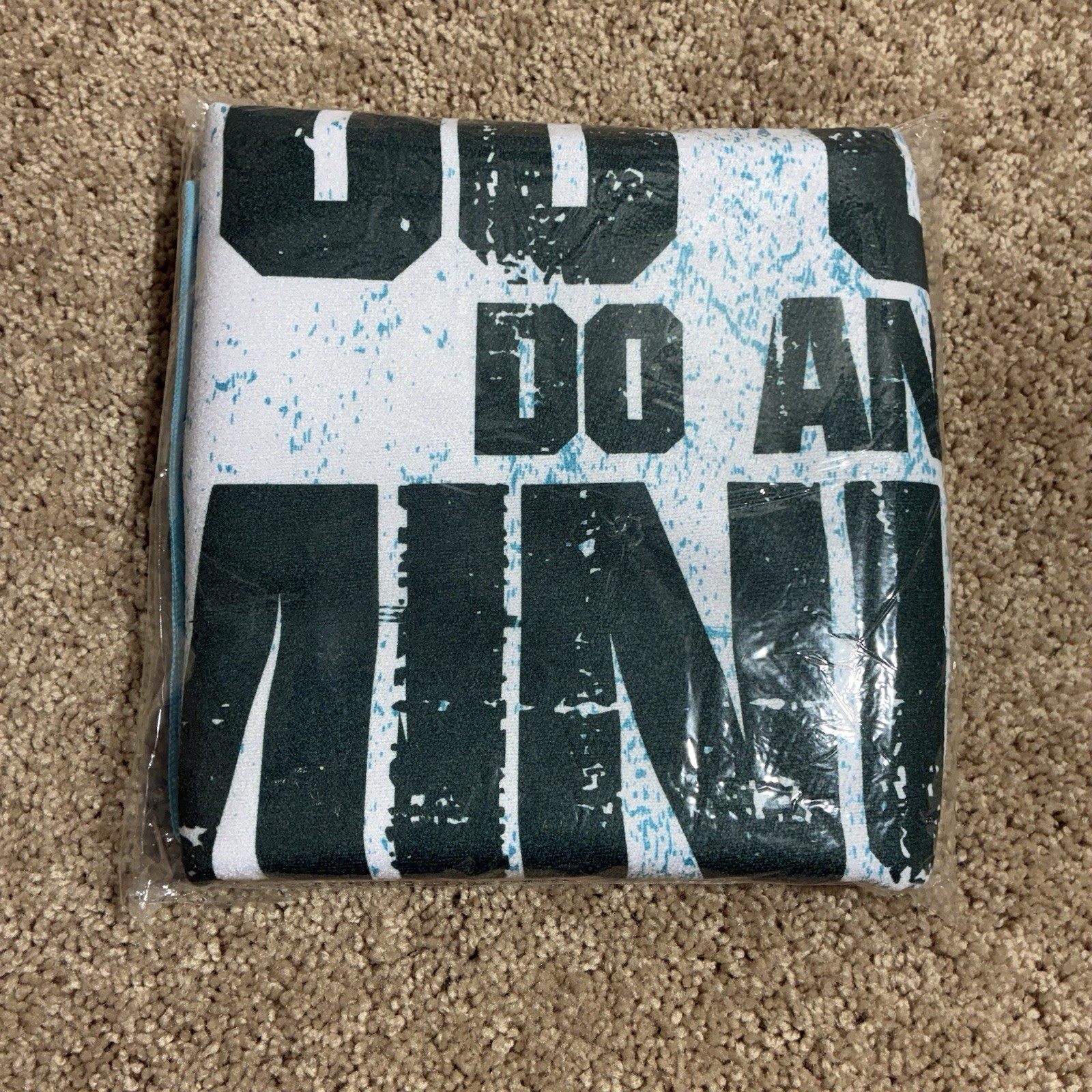 HOT YOGA MAT TOWEL / COVER With “You Can Do Anything For A Minute” Text