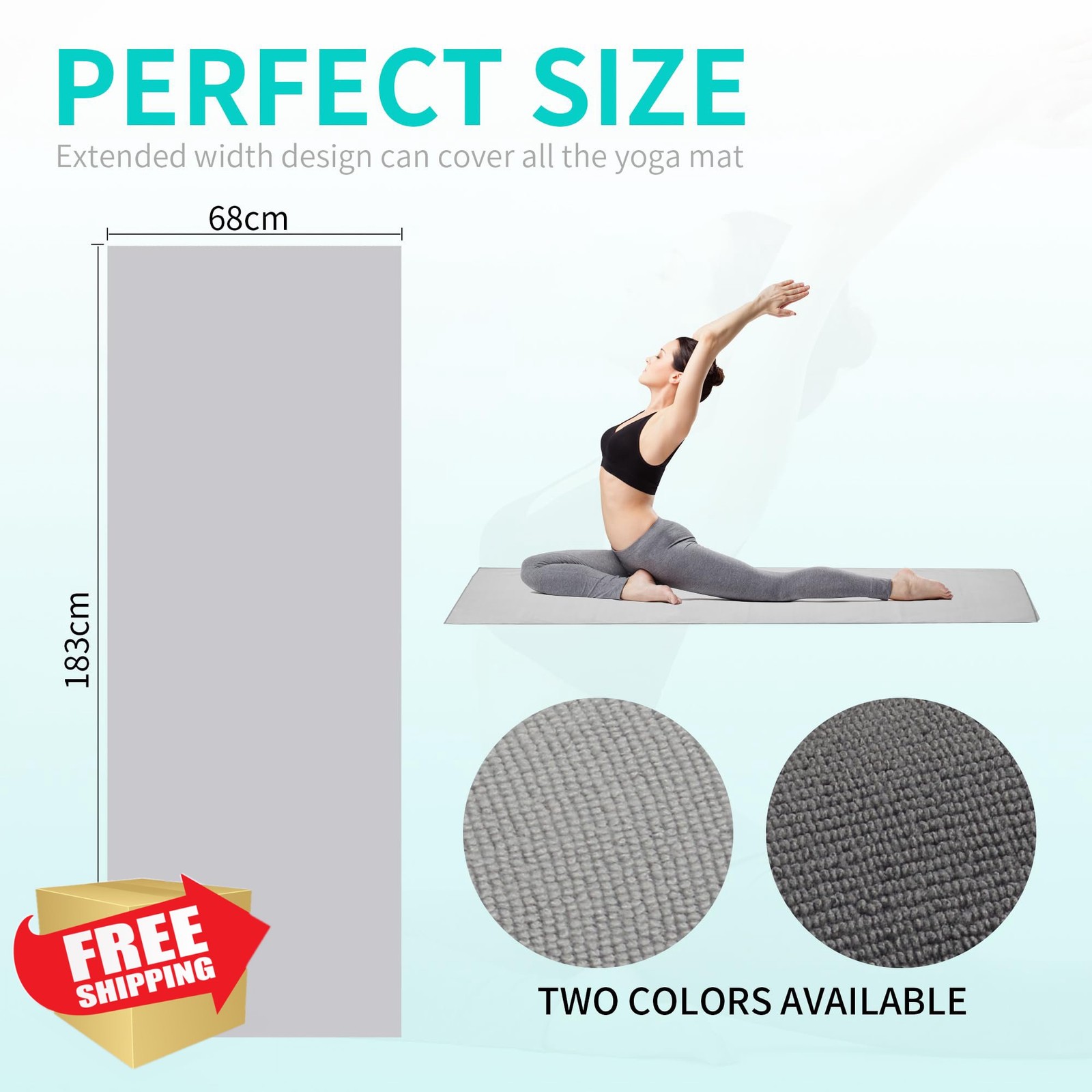 IFWIND 2 Yoga Mat Towels Light Gray Dark Gray