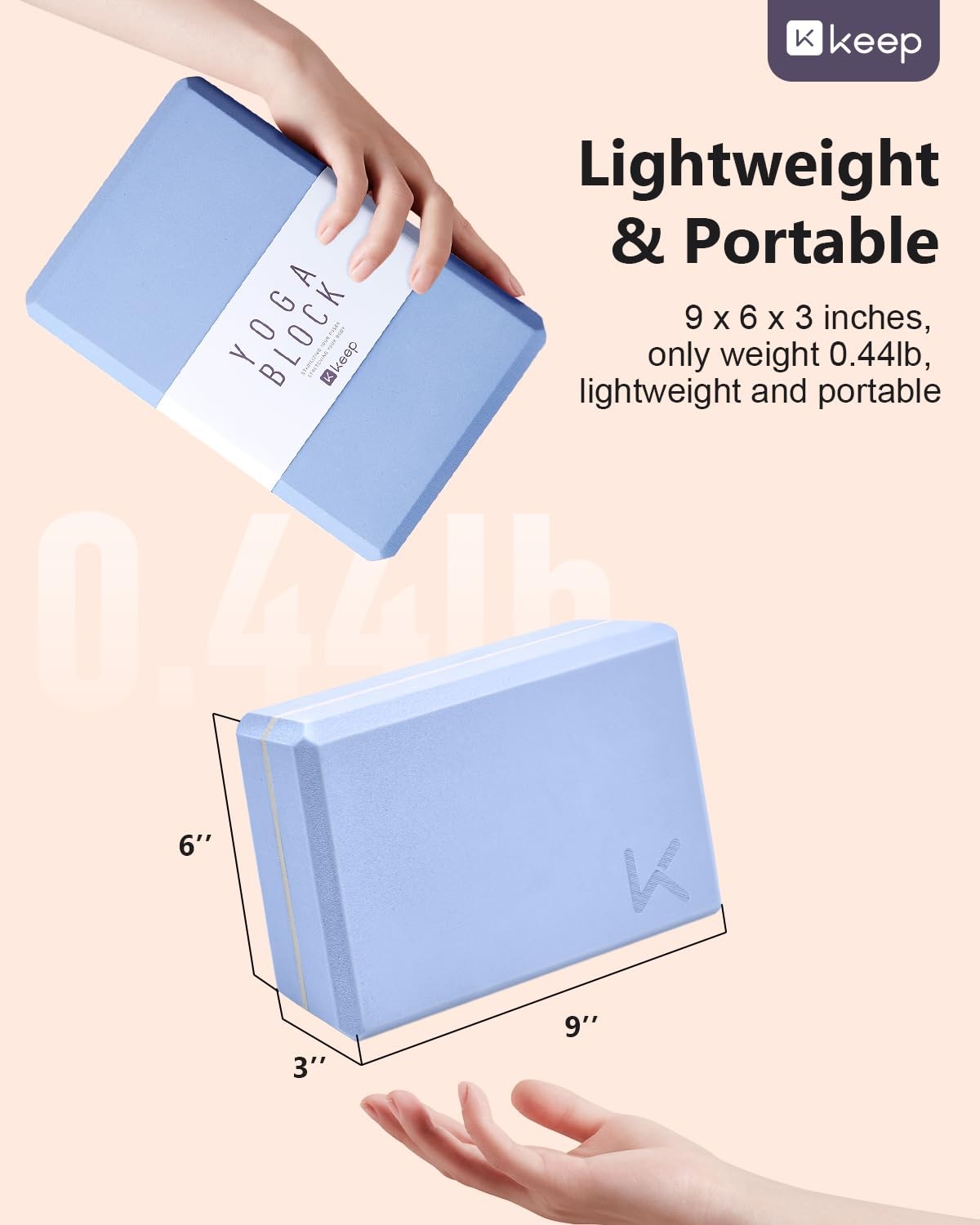 Yoga Block High Density EVA Foam Non Slip Surface 2 Pcs Support Practice