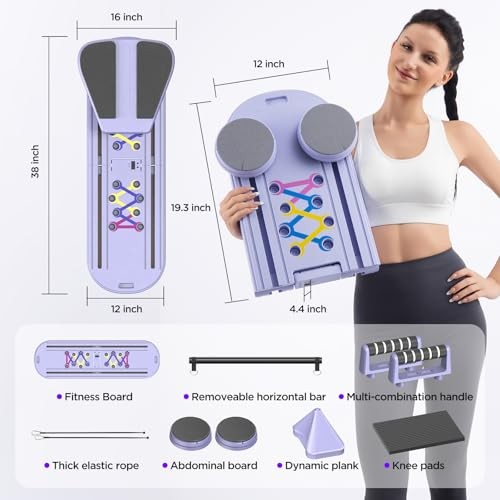 ROSSEMIA PILATES BOARD PORTABLE PILATES REFORMER EQUIPMENT WITH TIMER – PURPLE