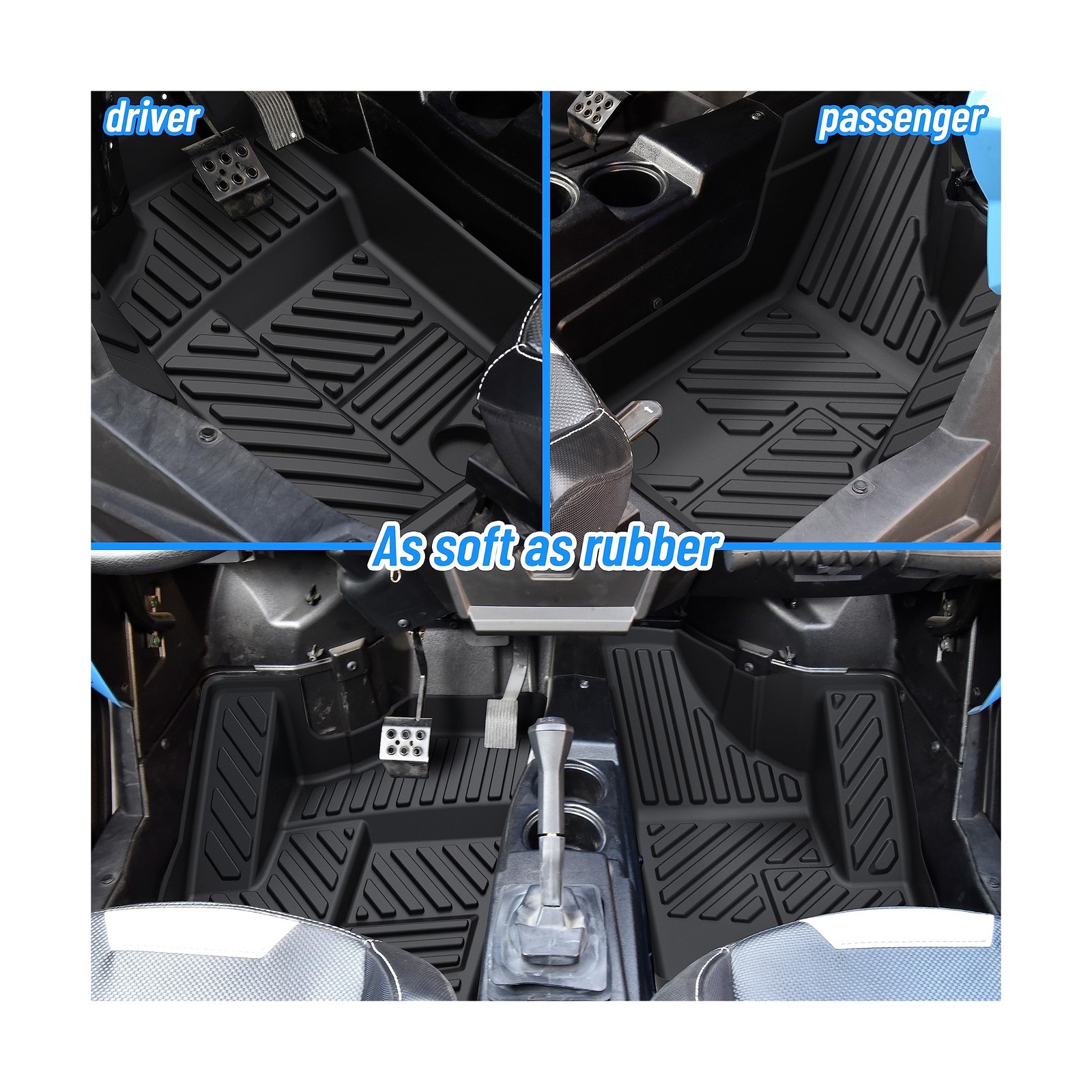 SAUTVS TPE Front Floor Mats for RZR XP 1000 14-23, Front Row Floor Liners All…