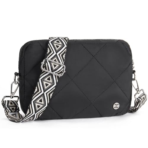 Crossbody Bags for Women Quilted Design Puffer Bag Purse Lightweight 1-black