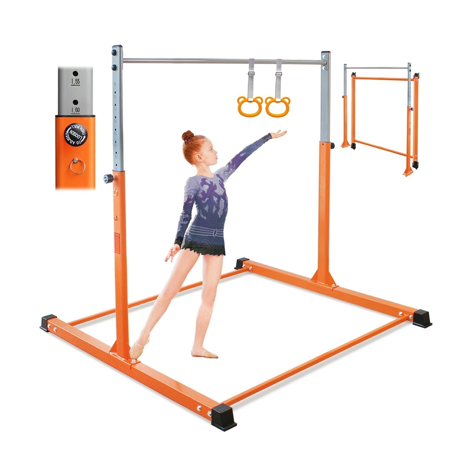 Gymnastics Bar for Kids,11 Levels Adjustable Height Gymnastics Equipment for …