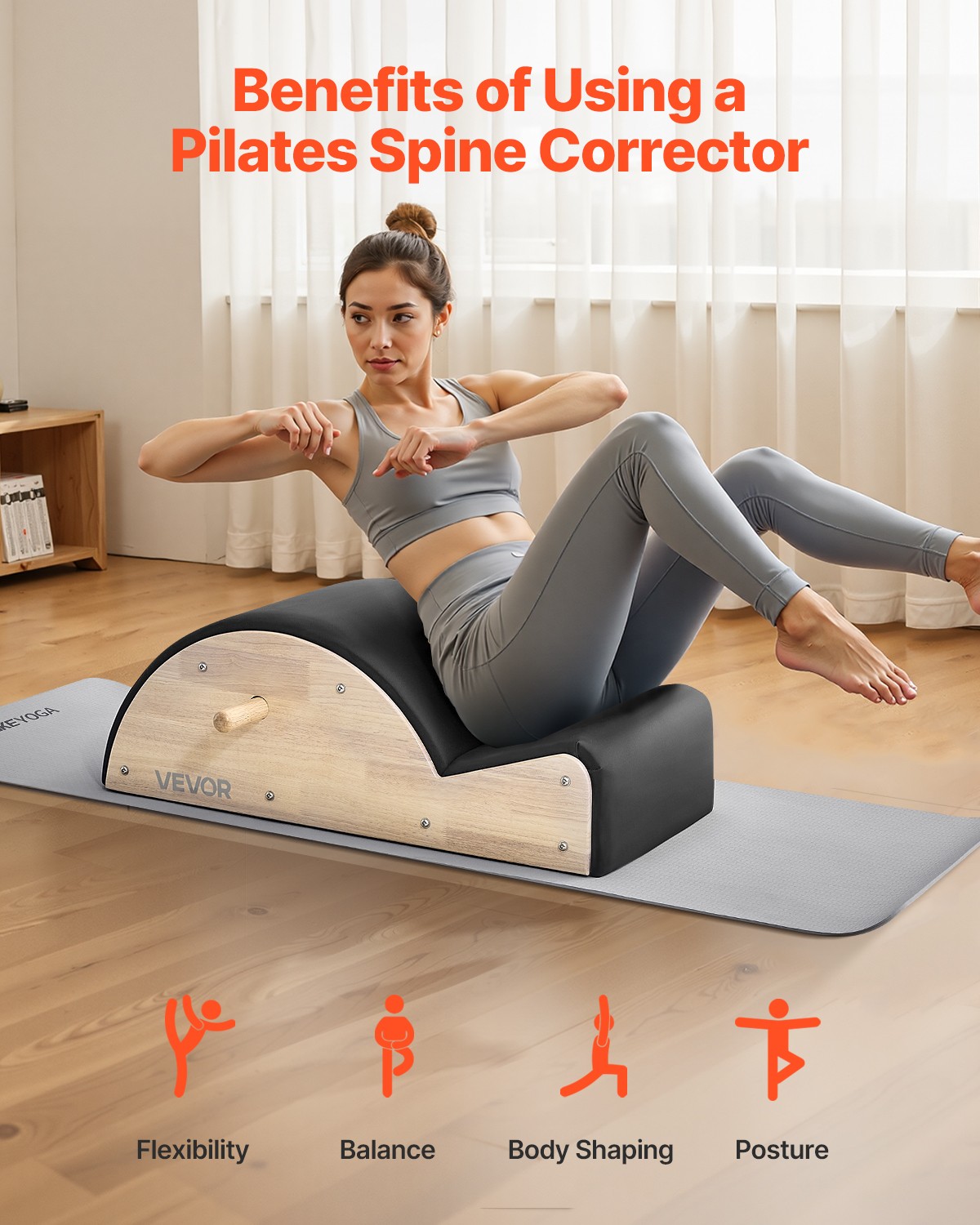 VEVOR Pilates Spine Corrector Fitness Pilates Accessory Spine Exercise Rubber