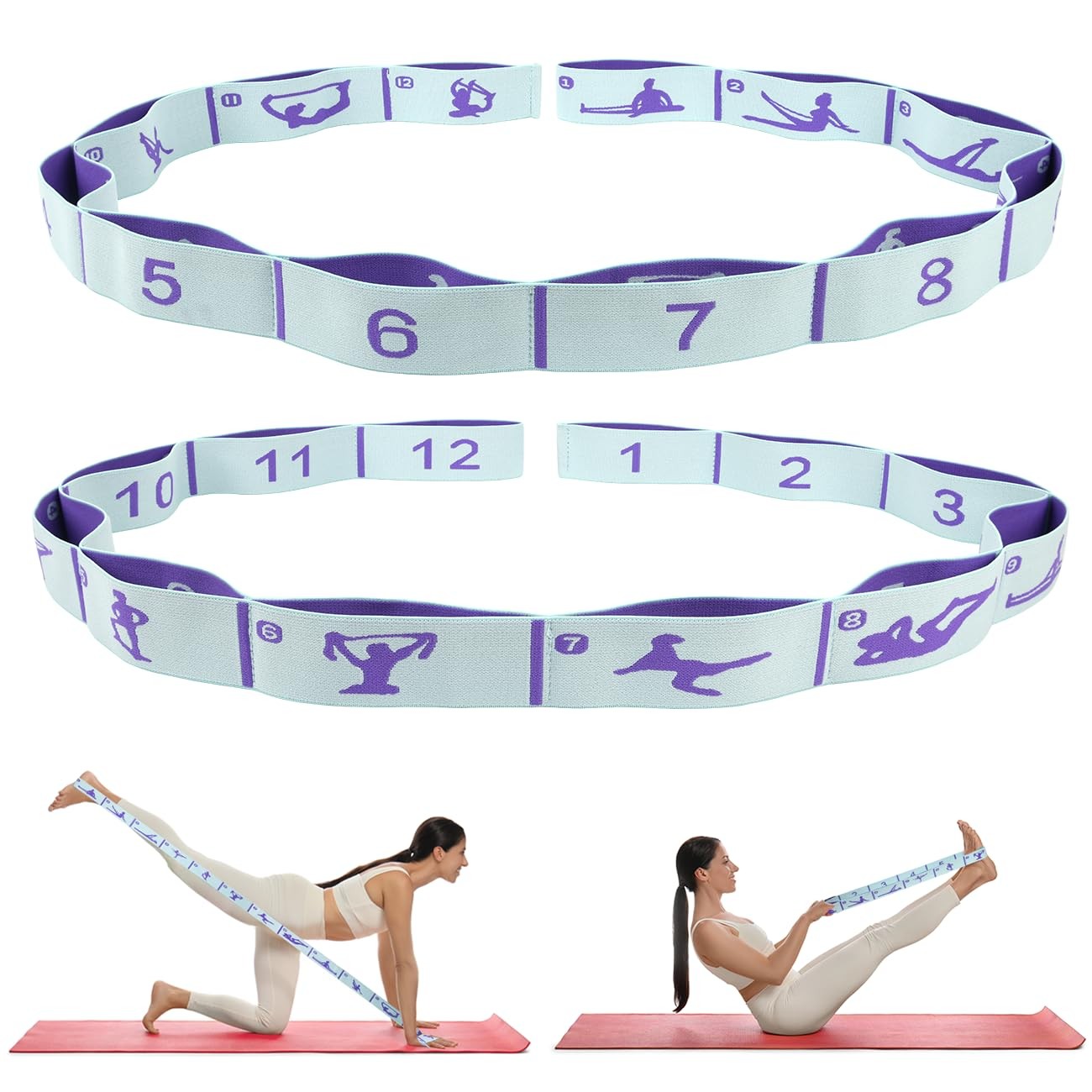 Elastic Yoga Stretching Strap with Loops,Stretch Straps For Physical Therapy,…