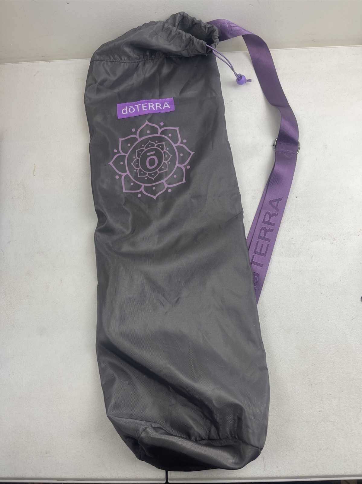 DoTerra Yoga Mat Carry Bag Only Large Purple Grey Multi Pockets Side Carry Bag
