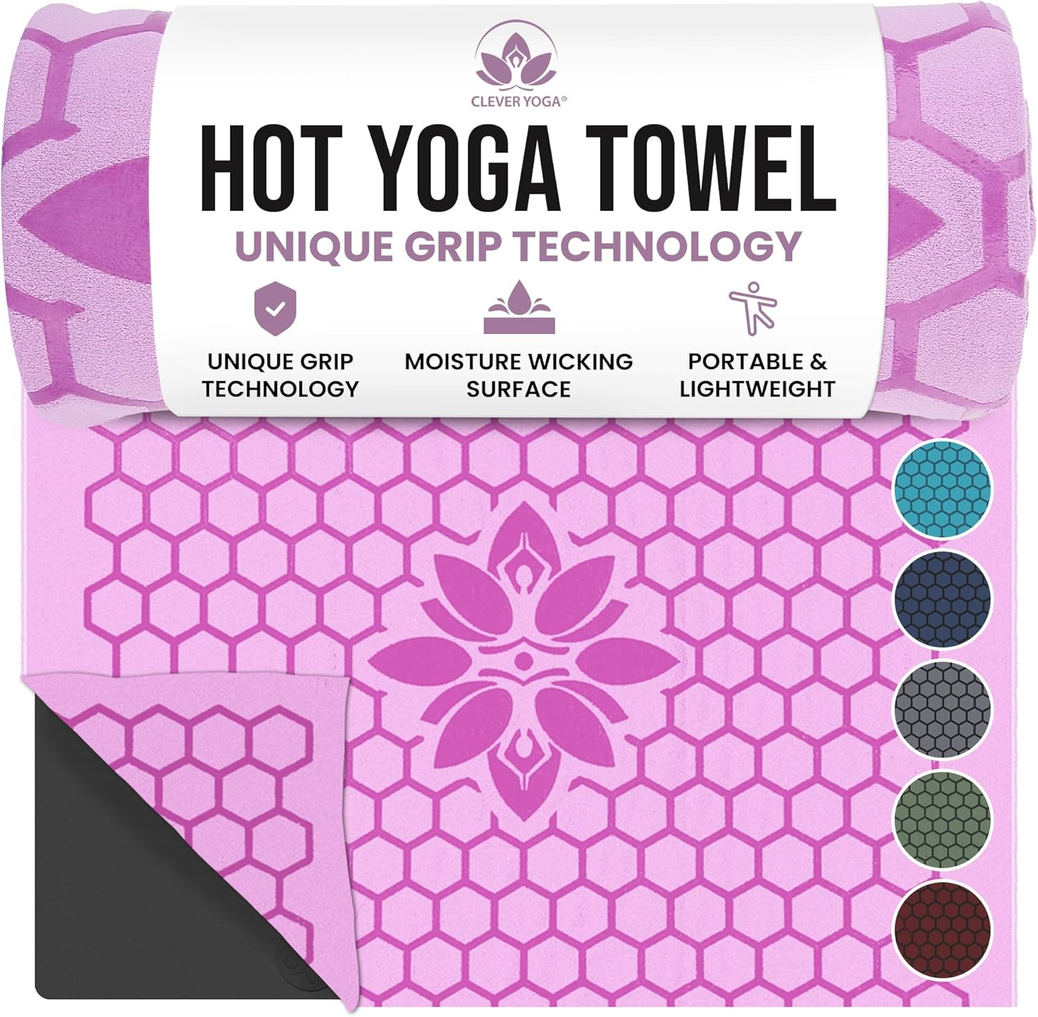 Hot Yoga Mat Towel – Non-Slip Grip for Hot Yoga, Sweat Absorbent, Honeycomb Sili