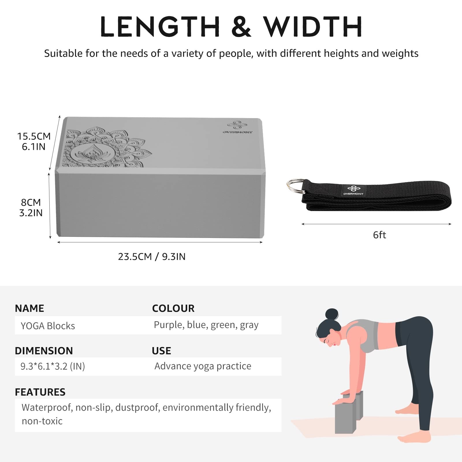 Overmont Yoga Block 2 Pack Supportive Latex-Free EVA Foam Soft Non-Slip Surfa…
