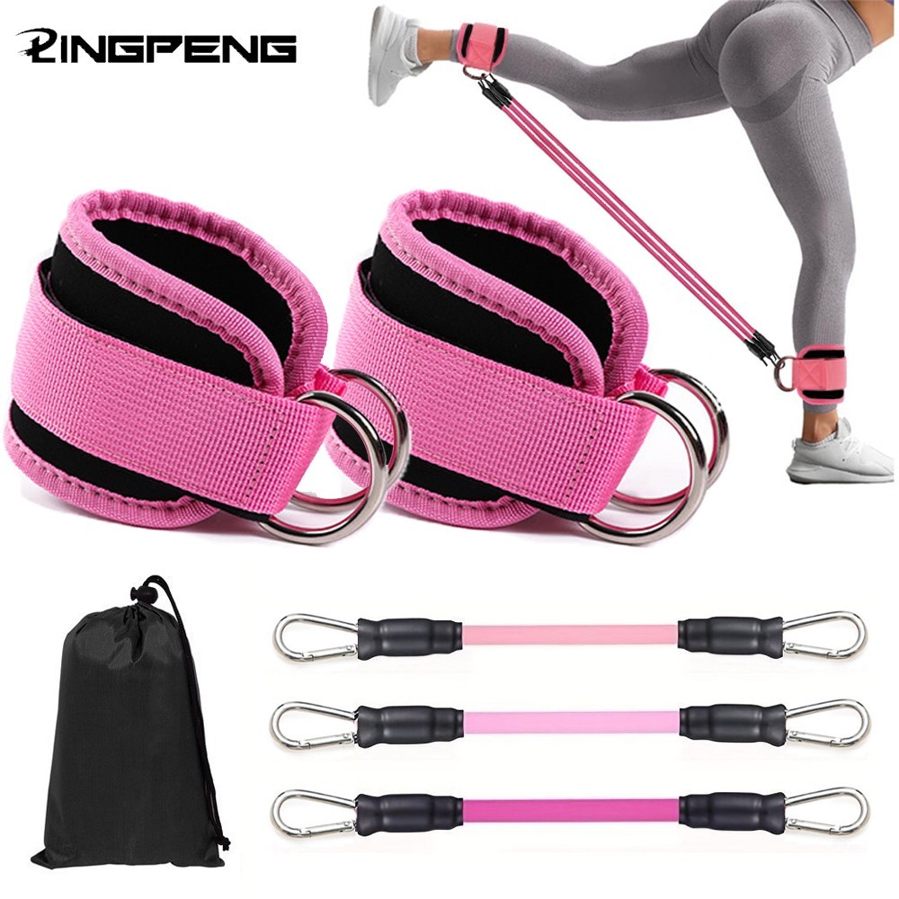 Yoga Ankle Straps Resistance Bands Fitness Workout Gym Leg Training Set of 5