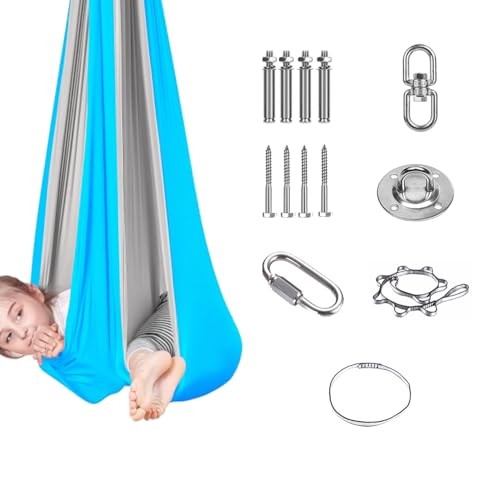 Sensory Swing for Kids & Adults – 300lbs Capacity Double-Layer Sky Blue + Pink