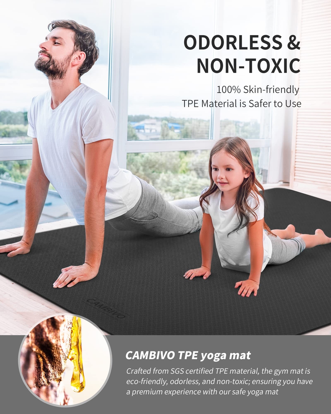 CAMBIVO Large Yoga Mat (6&rsquo;x 4&prime;), Extra Wide Workout Mat for Men and Women, Yo…