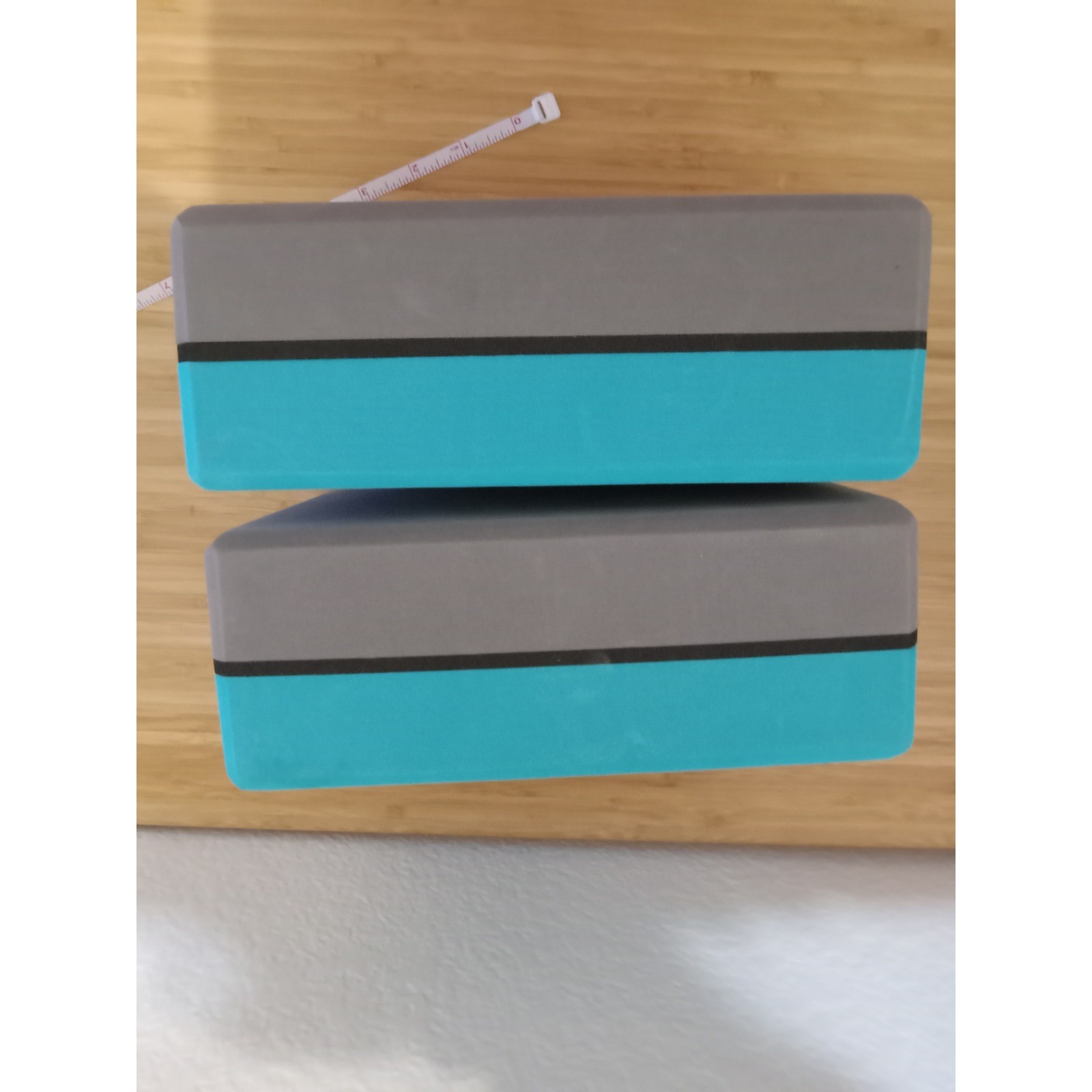 Heathyoga Set of 2 Yoga Blocks Teal Grey High Density EVA Foam Fitness Support