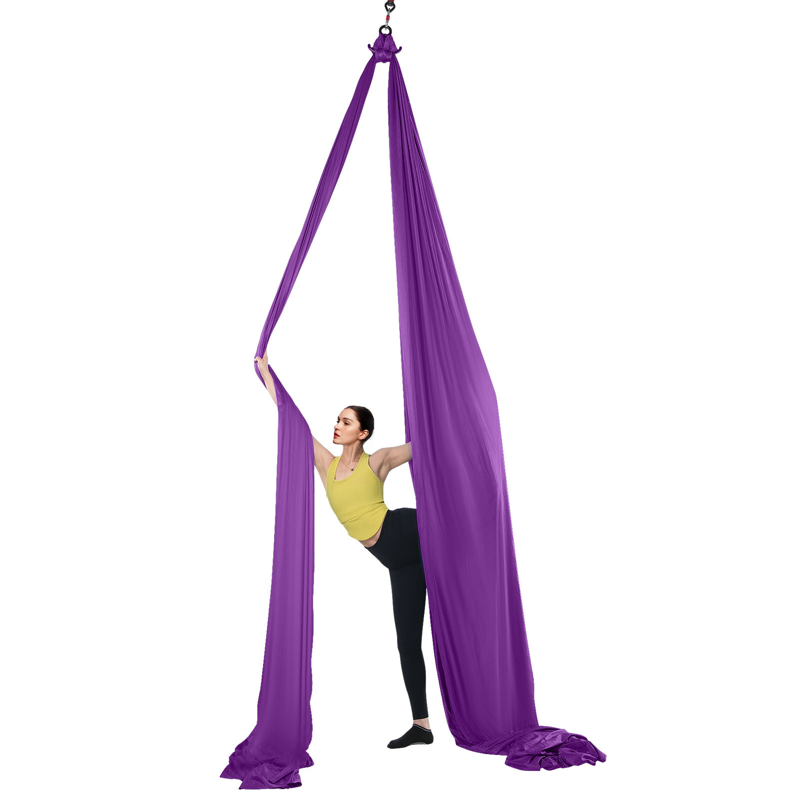 VEVOR Aerial Silk Yoga Swing Set 8.7 Yards Hammock Trapeze Inversion Fly Purple