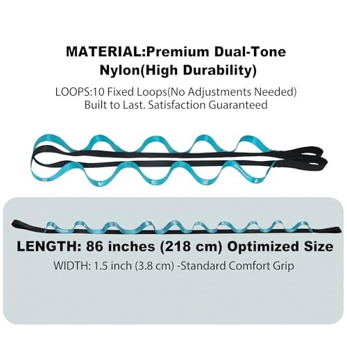 Stretching Strap with Loops for Length: 86 inches, Width: 1.5 inches Blue