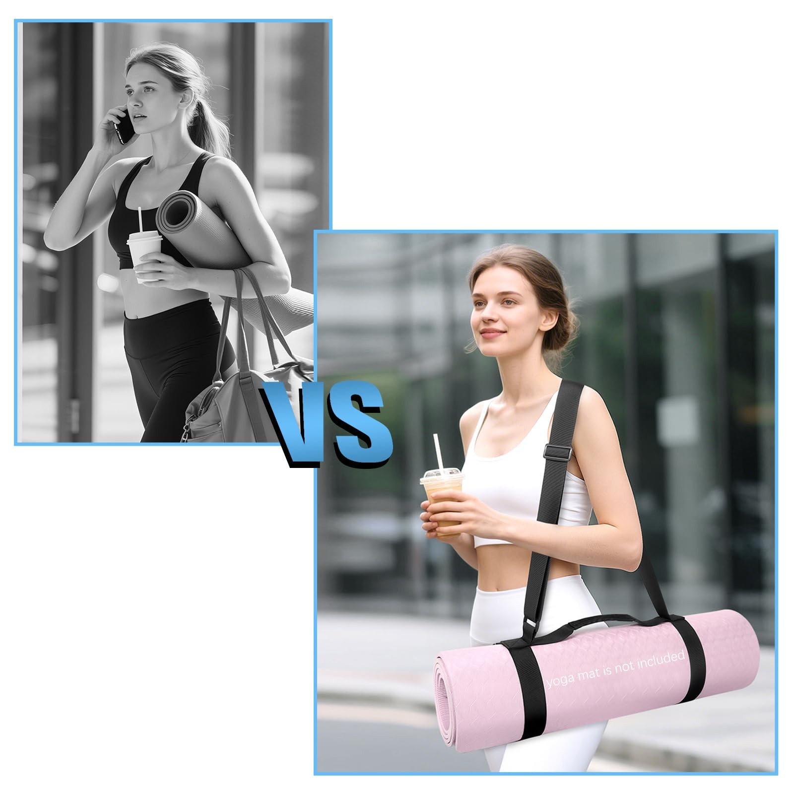 Yoga Mat Strap, Adjustable Yoga Mat Carrier with Shoulder Strap & Handle for …