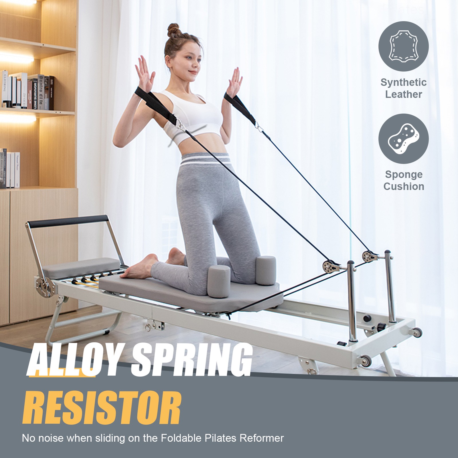 Foldable Pilates Reformer Home Pilates Equipment Studio Gym Workout Machine