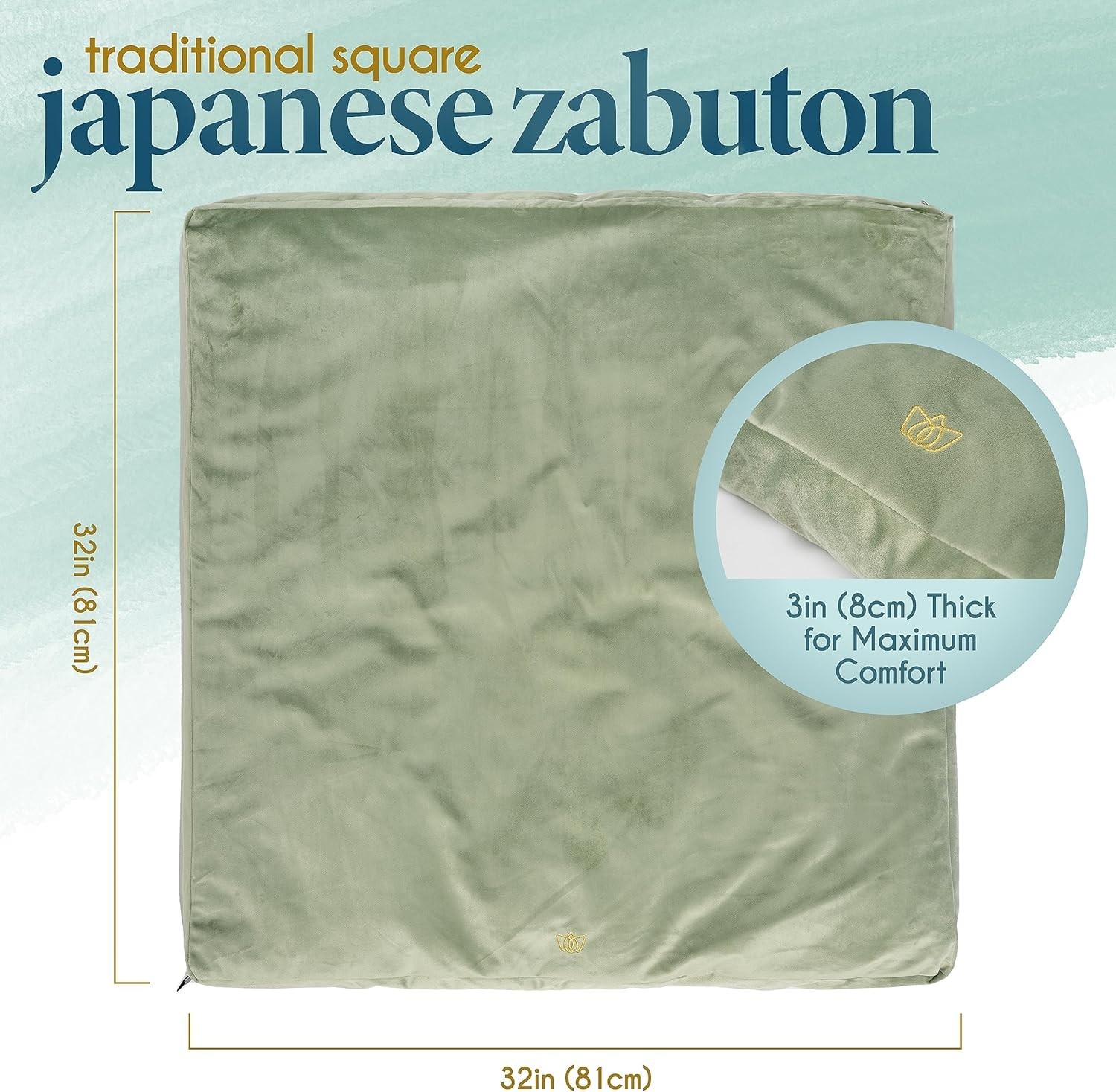 Meditation Cushion Floor Pillow Velvet Support Yoga Relaxation Adults
