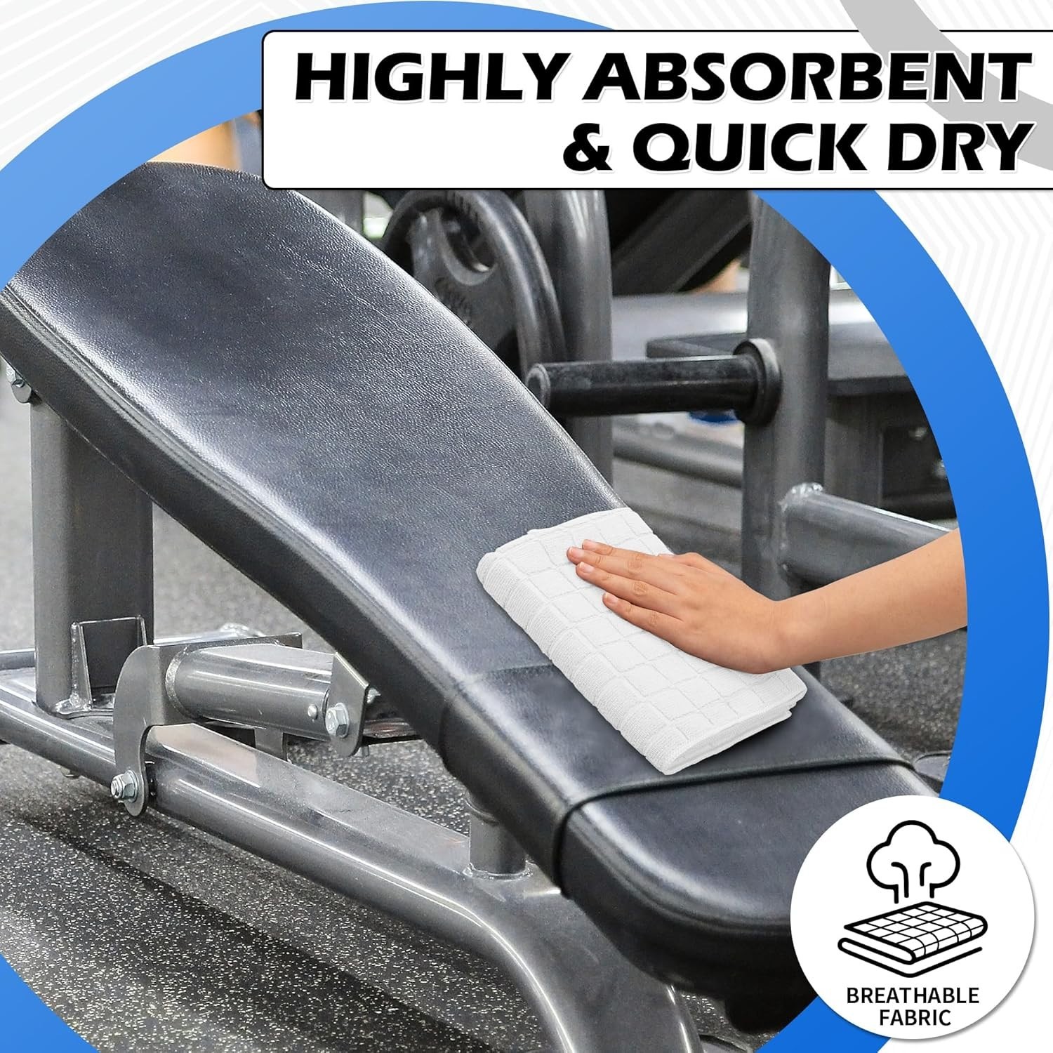 HOMERHYMRE Microfiber Workout Towels, 5 Pack White Gym Sweat Sports Towel for Yo