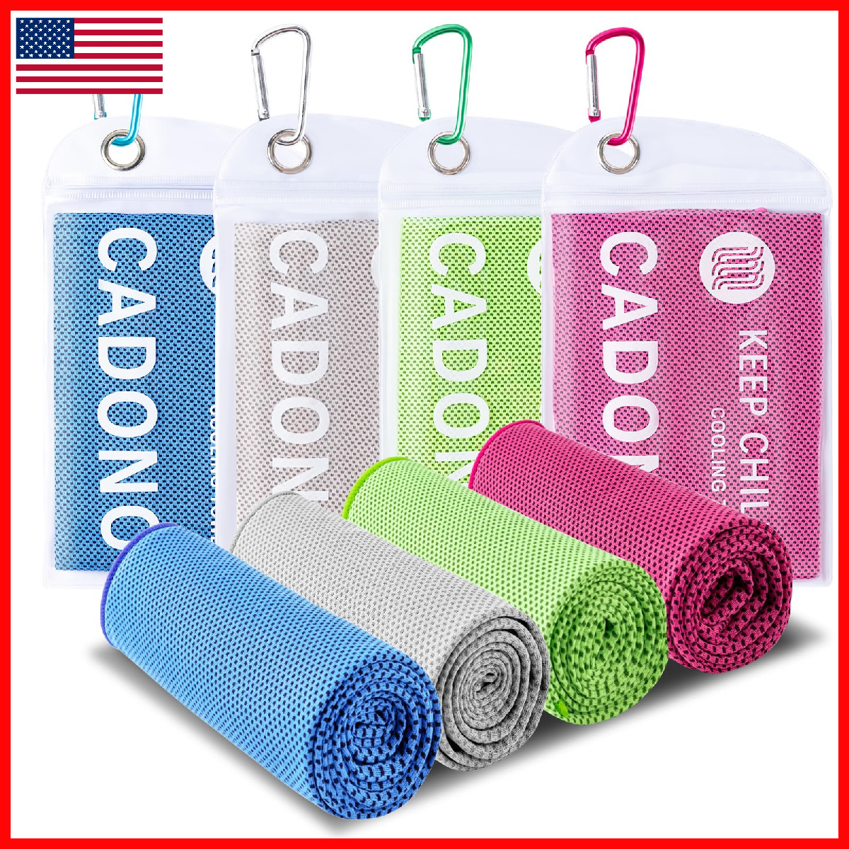 Cadono 4 Pack Cooling Towel 40X12 Soft Breathable Chilly Towel Ice Towel