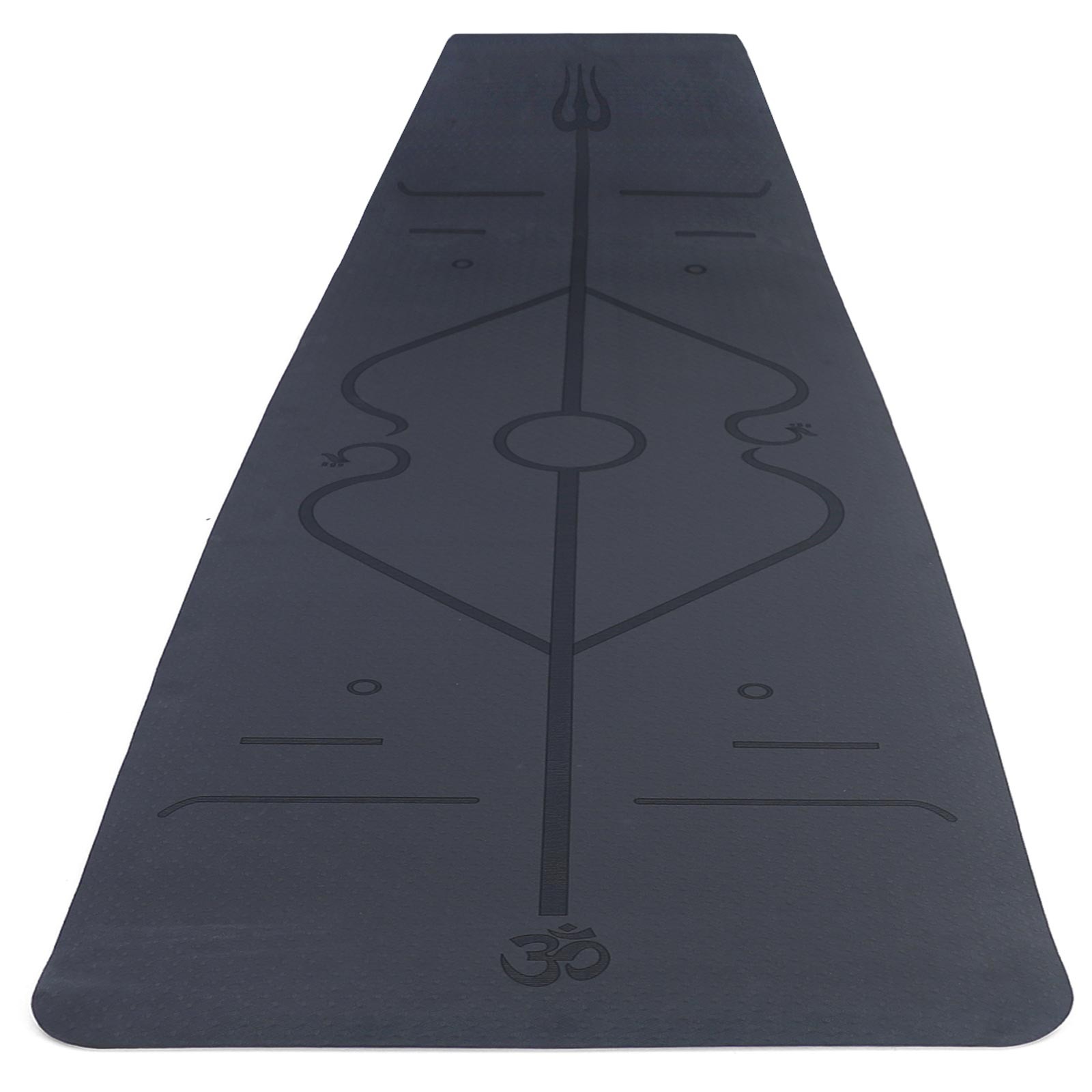 Premium yoga mat with symbols TPE black 182x61cm also for fitness Pilates