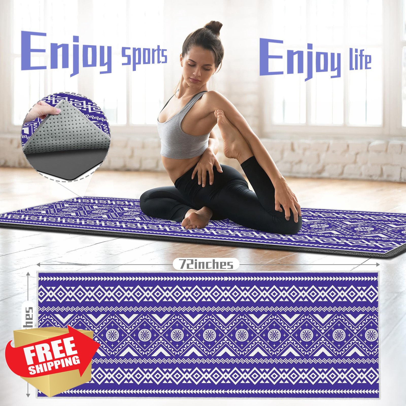 Alissgorat Yoga Towel Non Slip Hot Yoga 72x27in