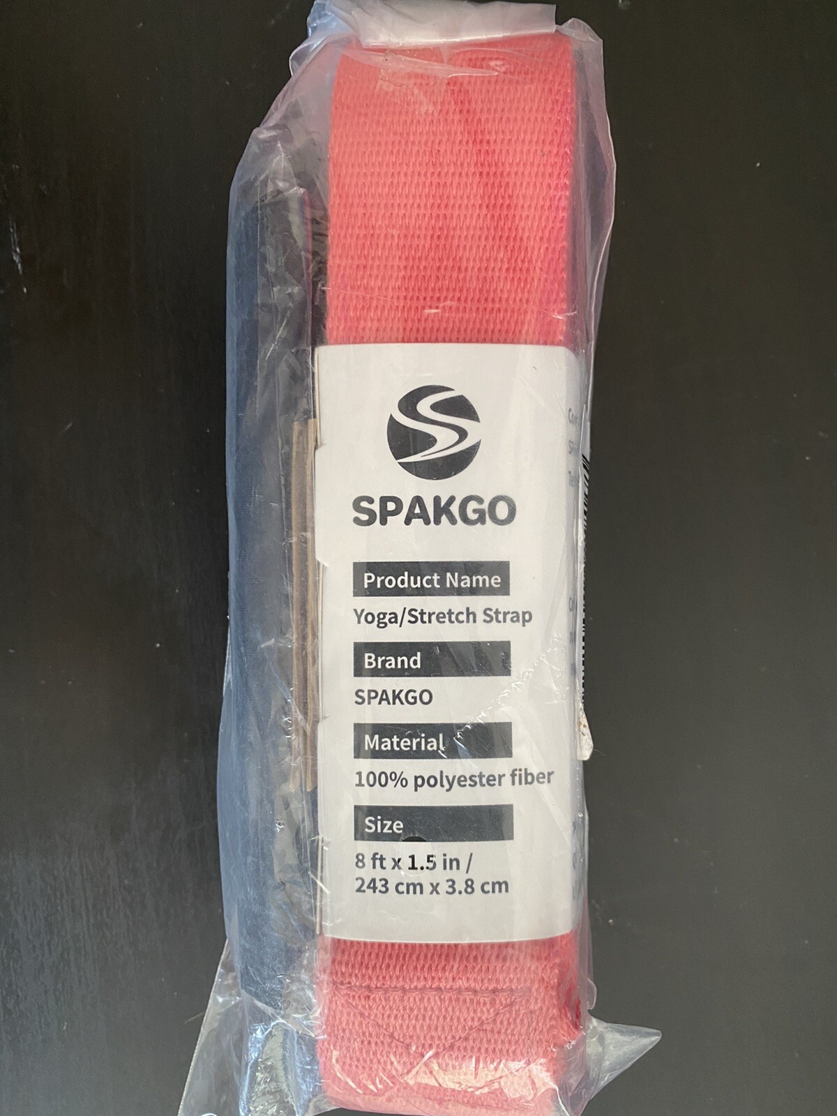 Yoga stretch strap SPAKGO coral rose, 8 Ft x 1.5 In, New With Tags