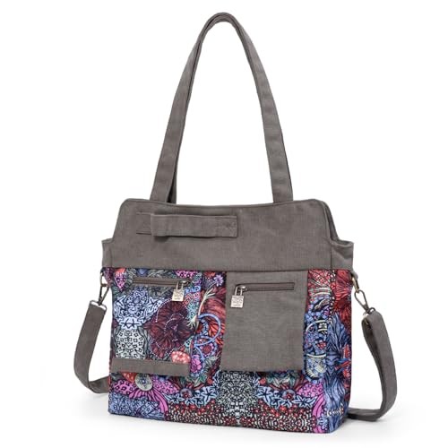 boho series Large capacity canvas Personalized printing crossbody Dark Gray