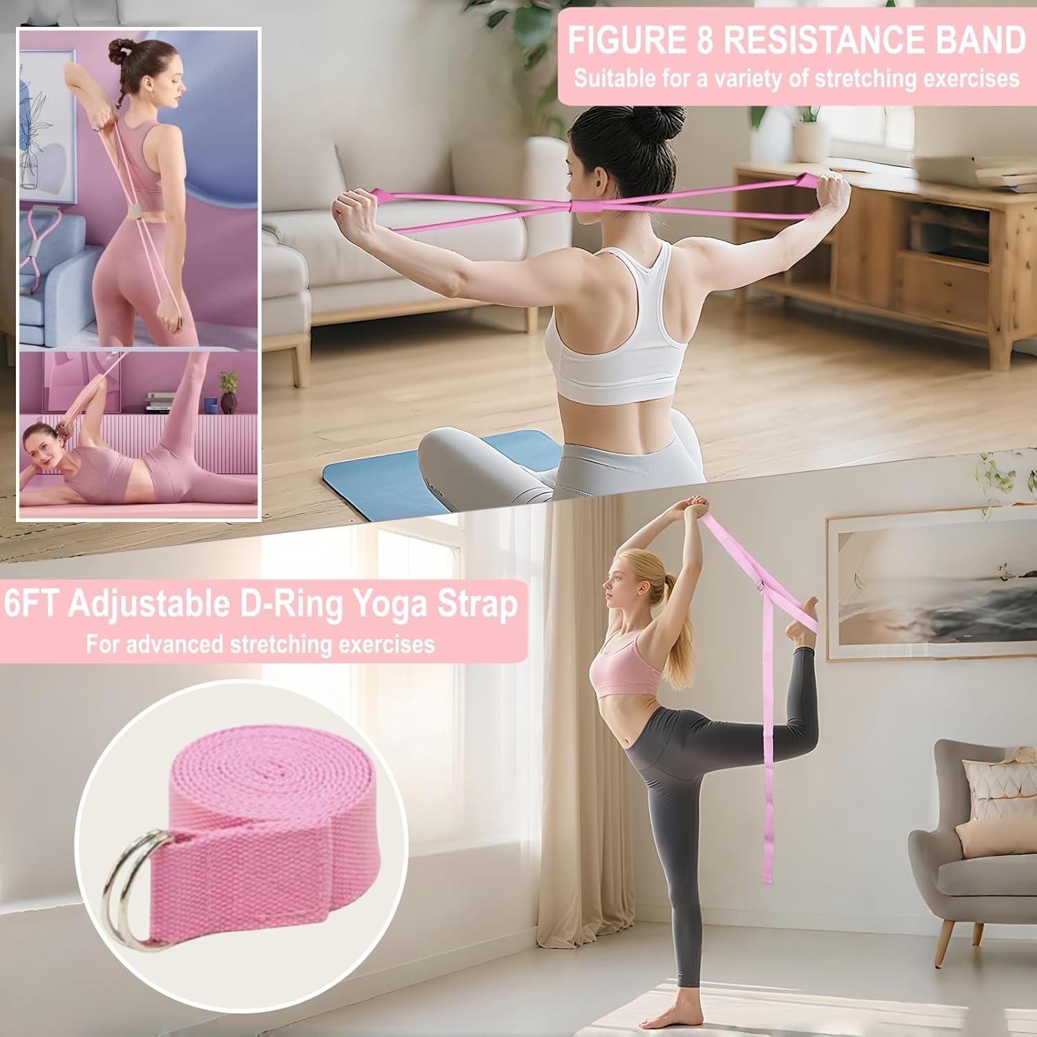 Versatile Pilates Equipment Set: Complete Home Workout Kit for Women, 9 Pieces