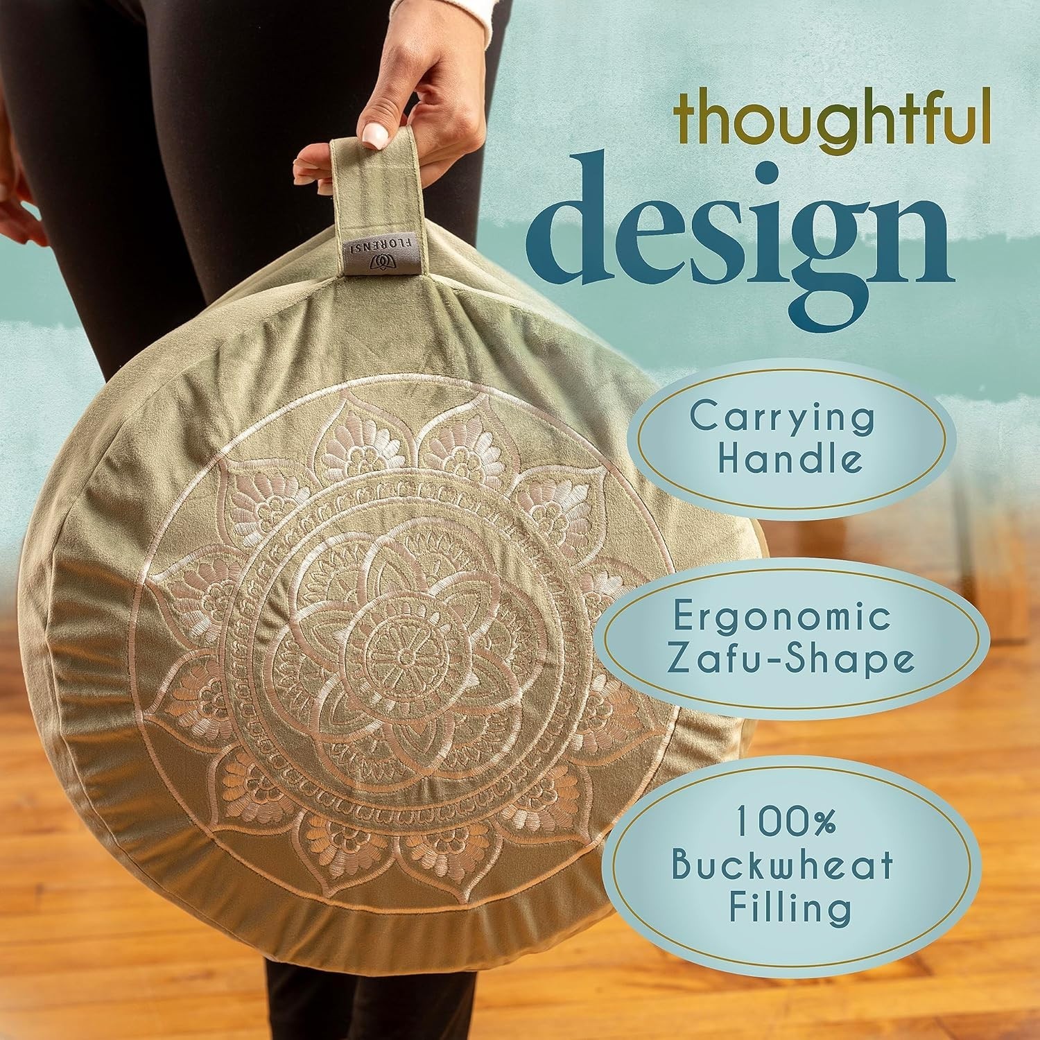 Buckwheat Meditation Pillow – Stylish Large Floor Cushion for Relaxation