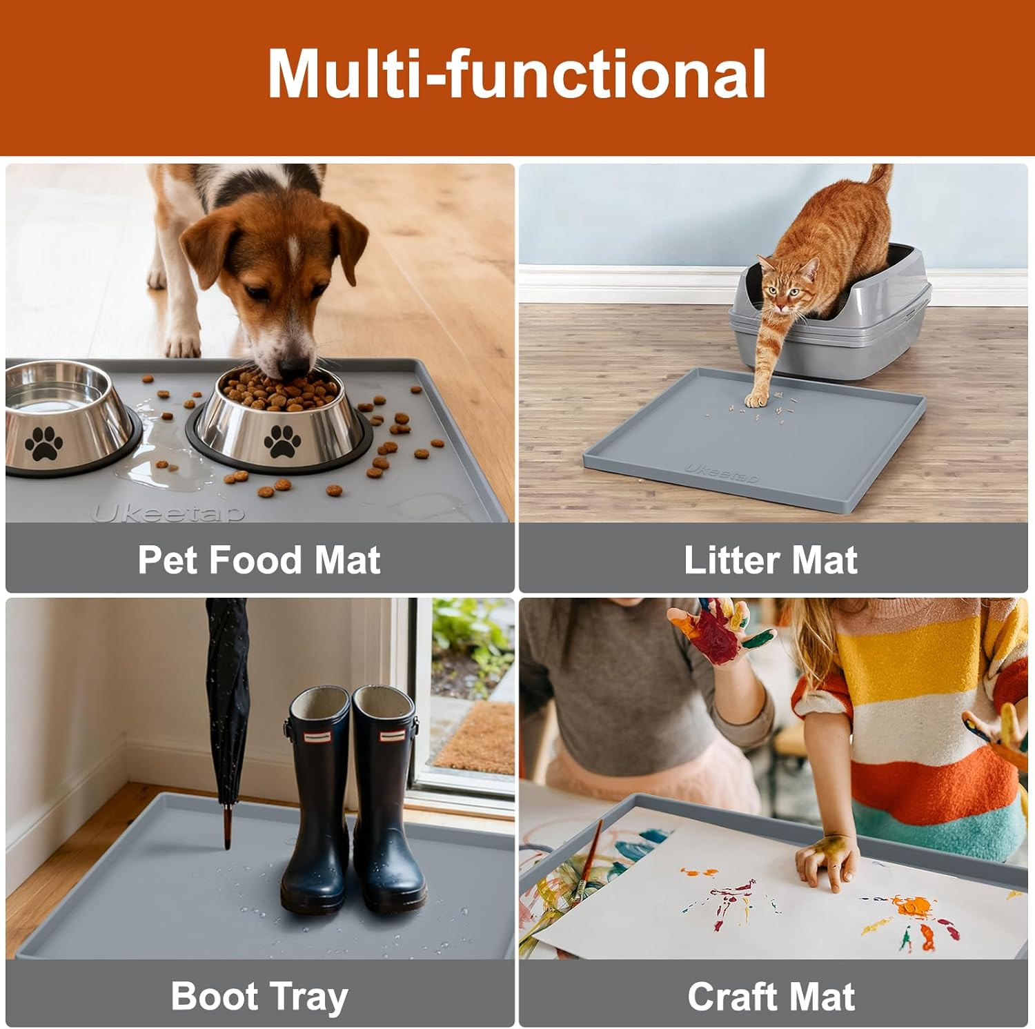 Extra Thick Silicone Mat Waterproof with Raised Edge 22&Prime; X 19&Prime;, under Sink Mat f