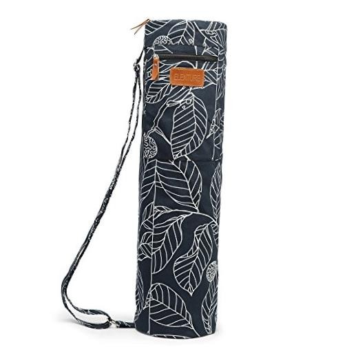 Navy Blue Leaf Yoga Mat Bag for 1/4&Prime; x 1/3&Prime; Thick Exercise Mat