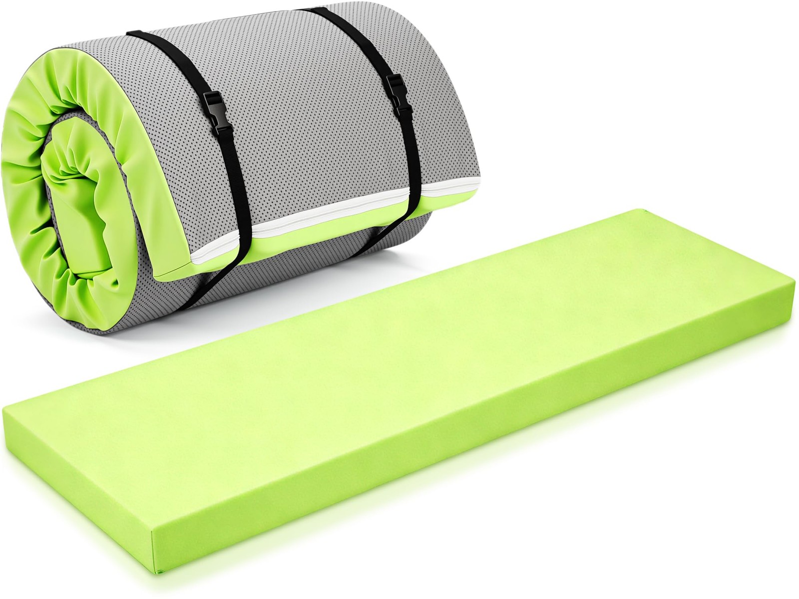 3 Inch 72&Prime;x 24&Prime; Thick Foldable Yoga Mat with Carry Strap, Non-slip Portable F…