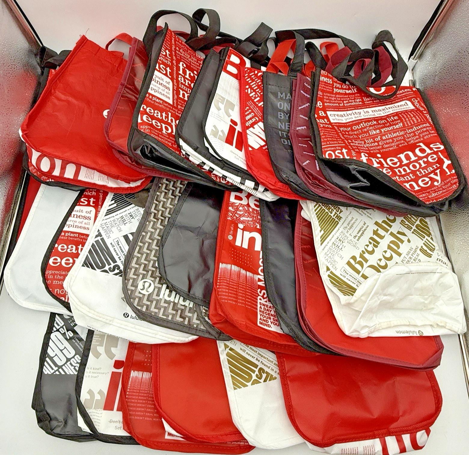 Lot 25 Lululemon Small Tote Bags Snap Closure Mixed Prints 12x9x4 EUC