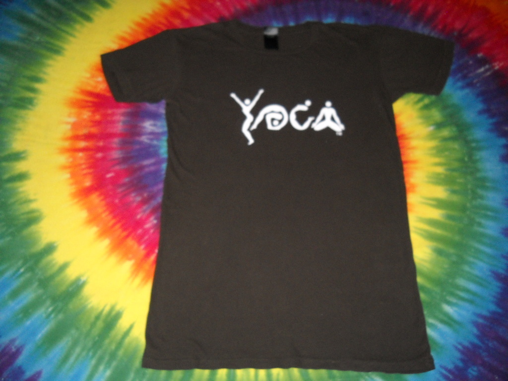 YOGA ASANA POSE LOGO UNISEX WORKOUT PILATES BROWN T-SHIRT 100% COTTON-SMALL-NEW