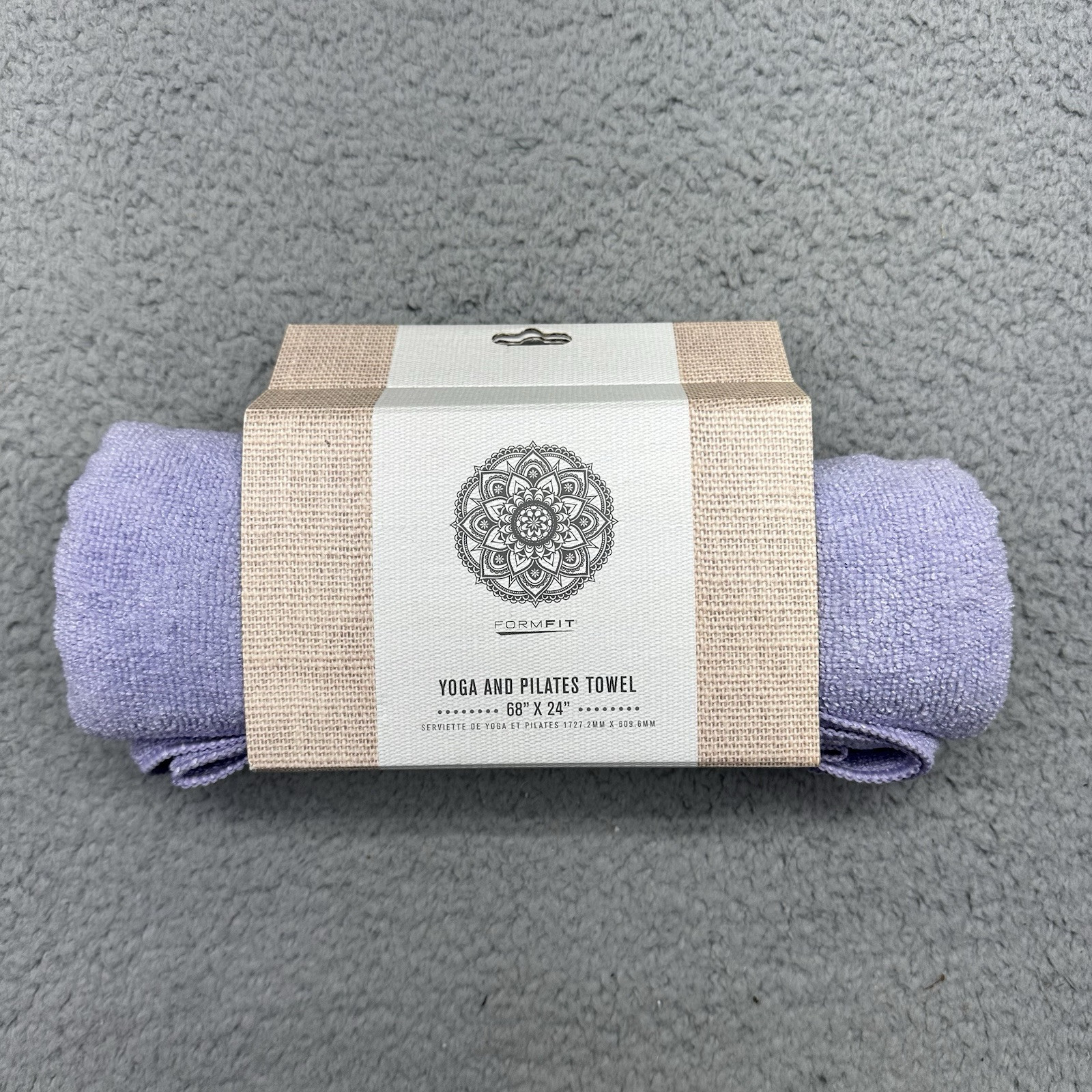 NWT FORMFIT FFYT1002-LAV Yoga & Pilates Lilac 68”x24” Anti-Slip Microfiber Towel