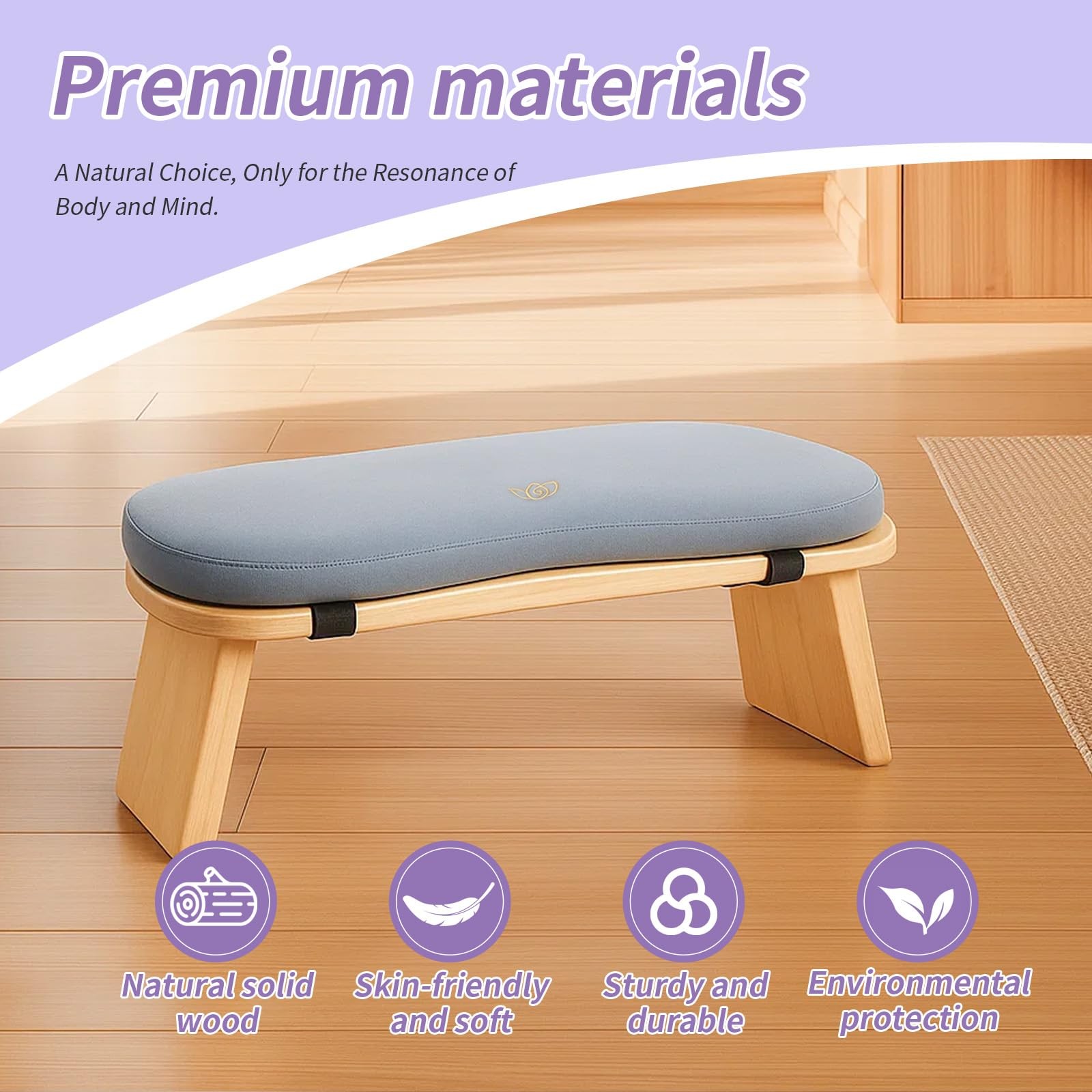 Meditation Bench, Folding Meditation Stool with Velvet Cushion & Carry Bag, S…