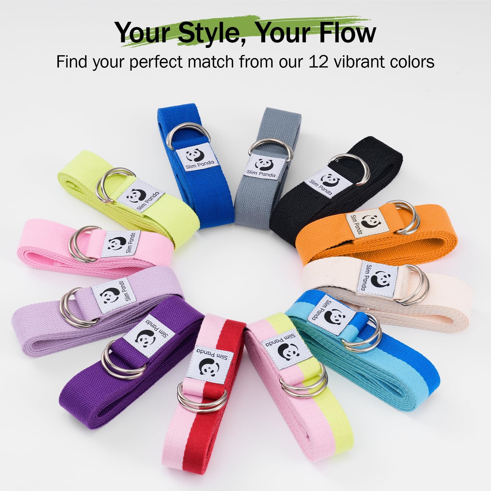 Yoga Strap for Stretching,Cotton Yoga Strap with Adjustable D-Ring Buckle,Non…