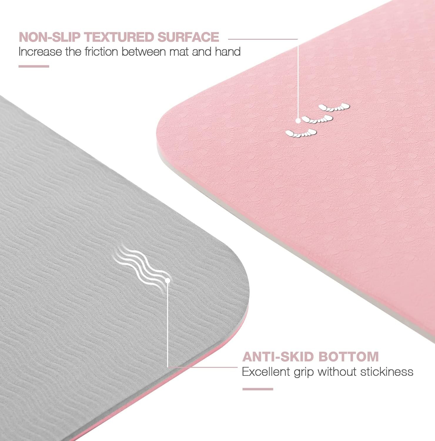 Non Slip Yoga Mat 1/4&Prime; Thick Eco TPE 72&Prime; x 24&Prime; with Carrying Sling & Storage Bag